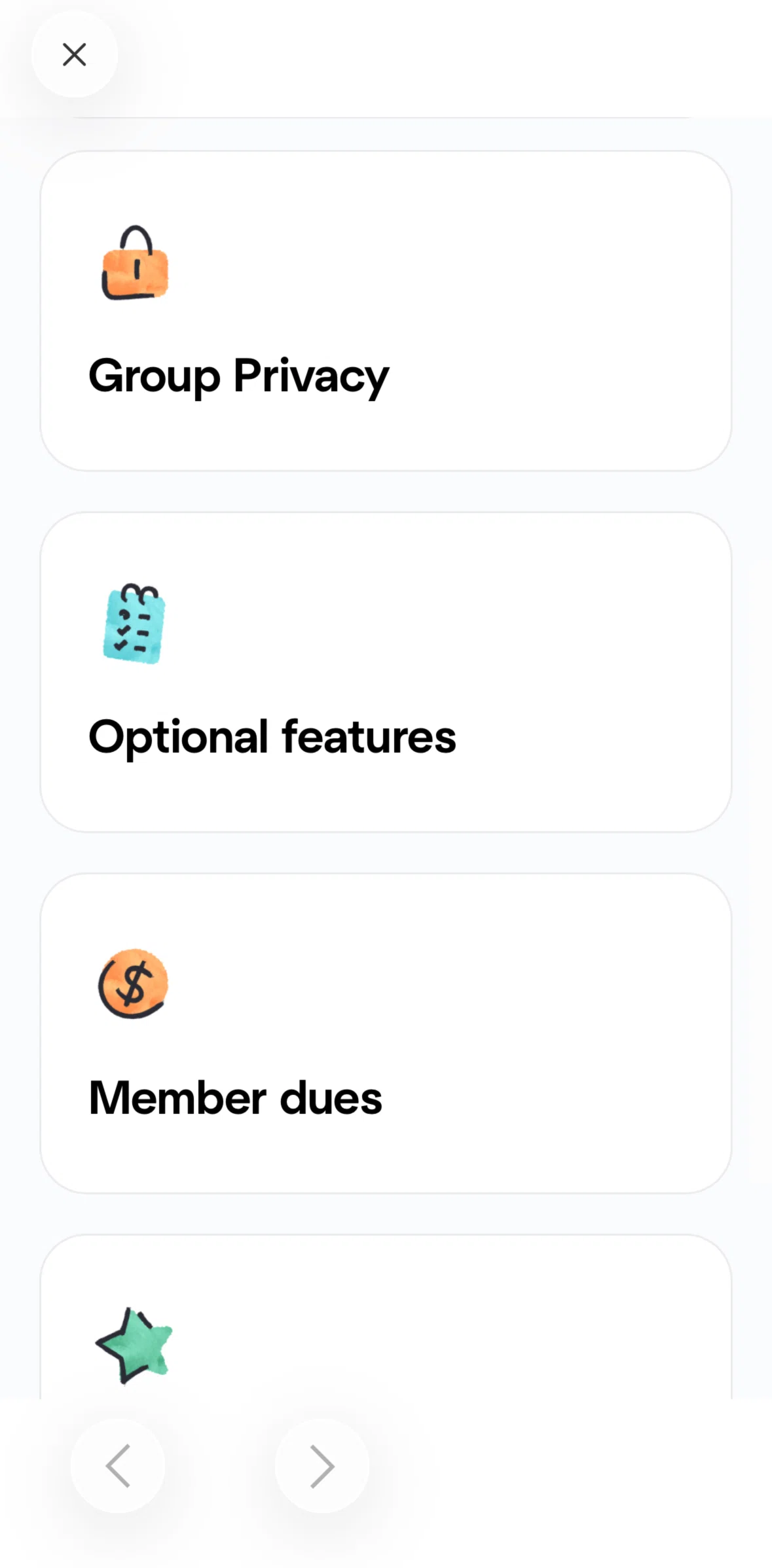 Meetup Screen screen in the Updating group privacy settings flow