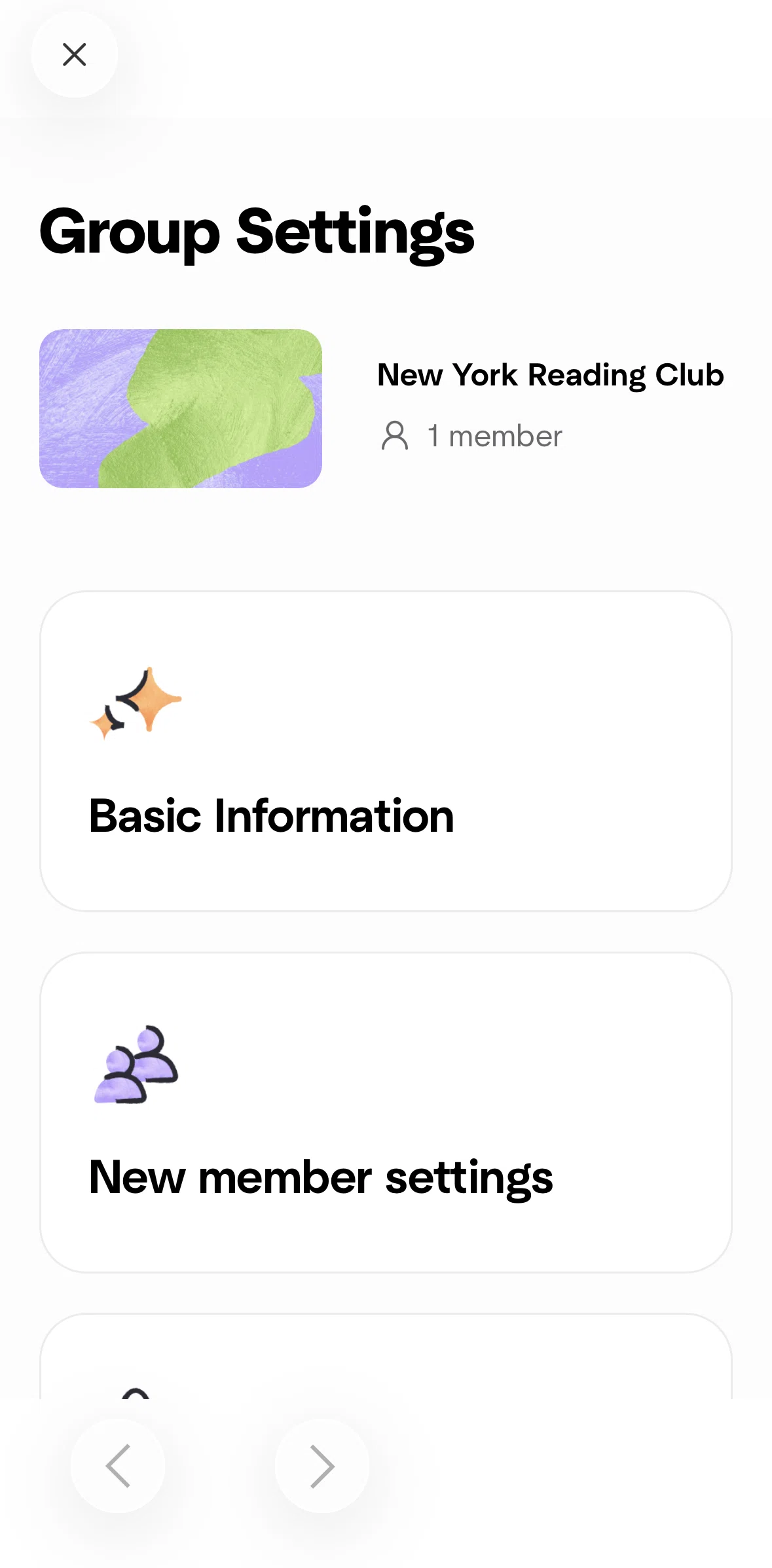Meetup Screen screen in the Updating new member settings flow