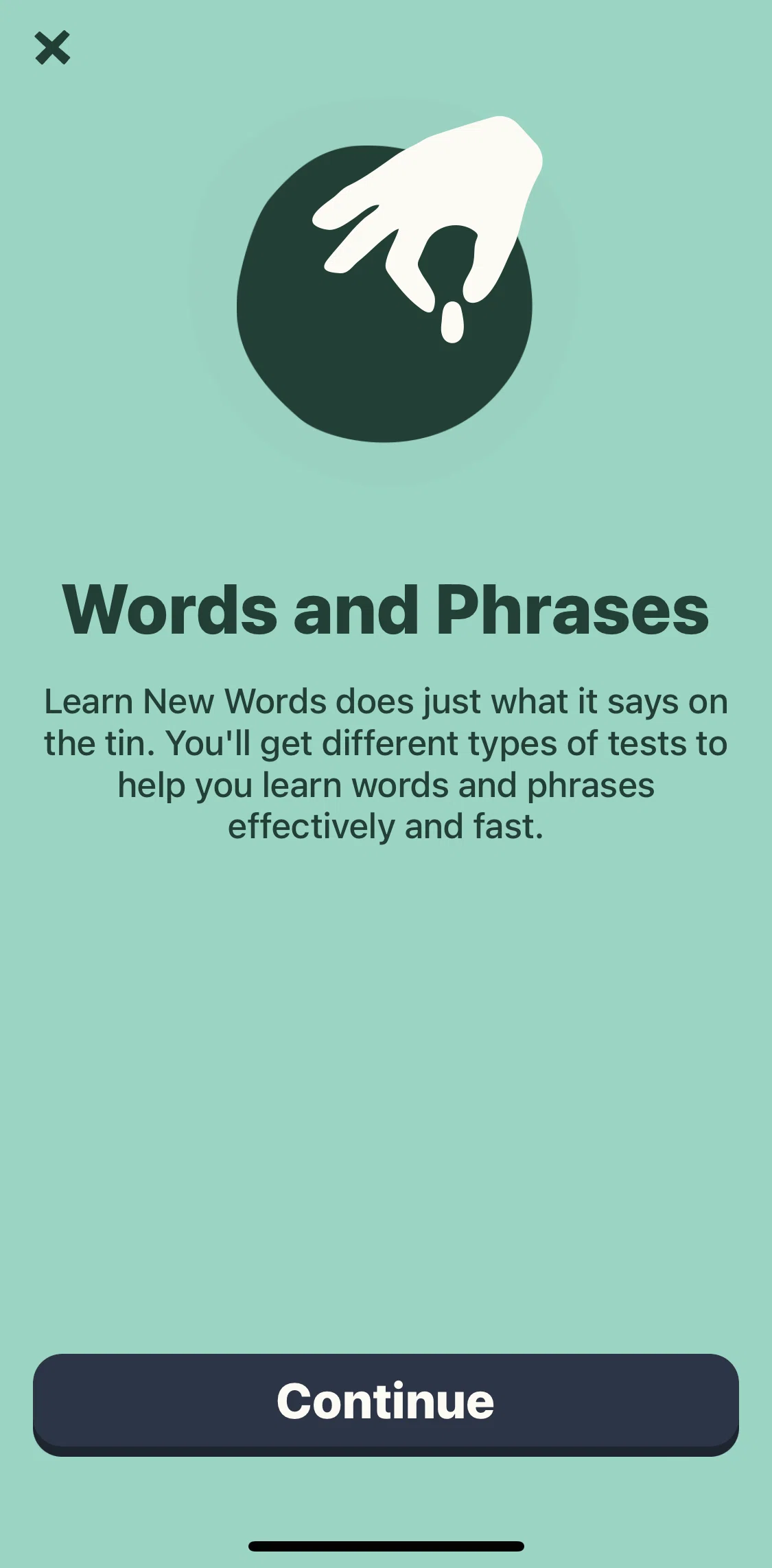 Memrise Screen screen in the Completing a lesson flow