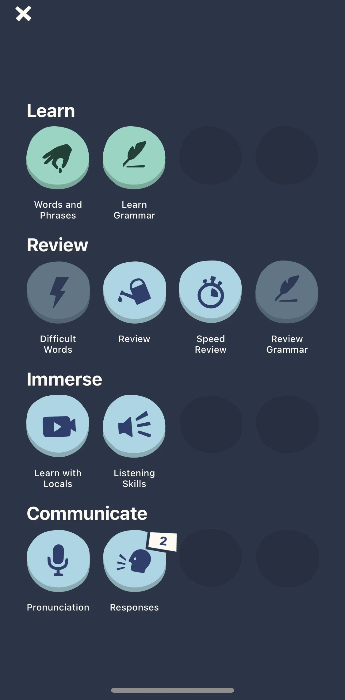 Memrise Screen screen in the Learn with locals flow