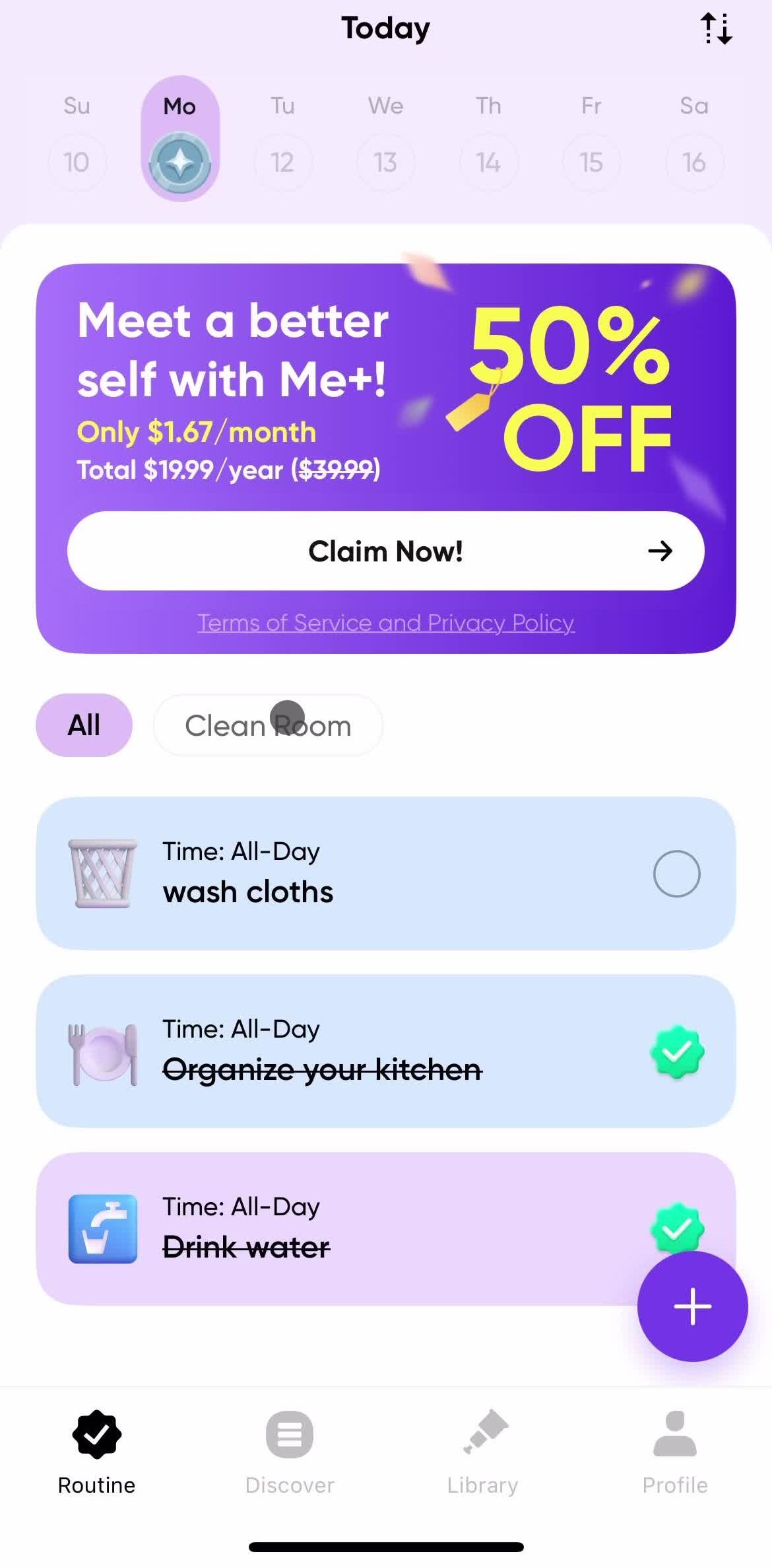 Meplus Routine screen in the General Browsing flow