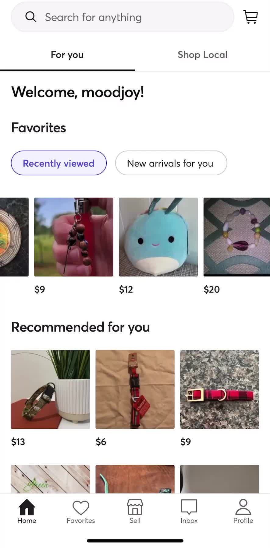 Mercari Home screen in the Listing A Product flow