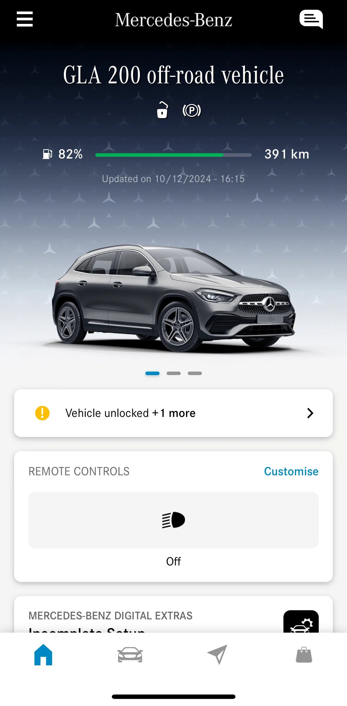 Mercedes-Benz Screen screen in the Navigator flow