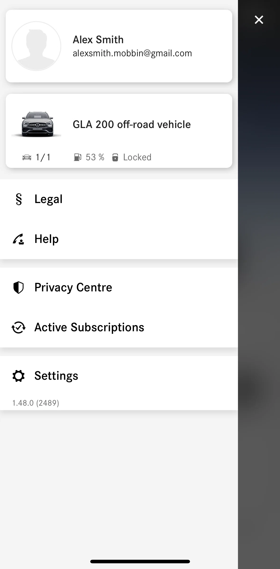 Mercedes-Benz Screen screen in the Profile flow