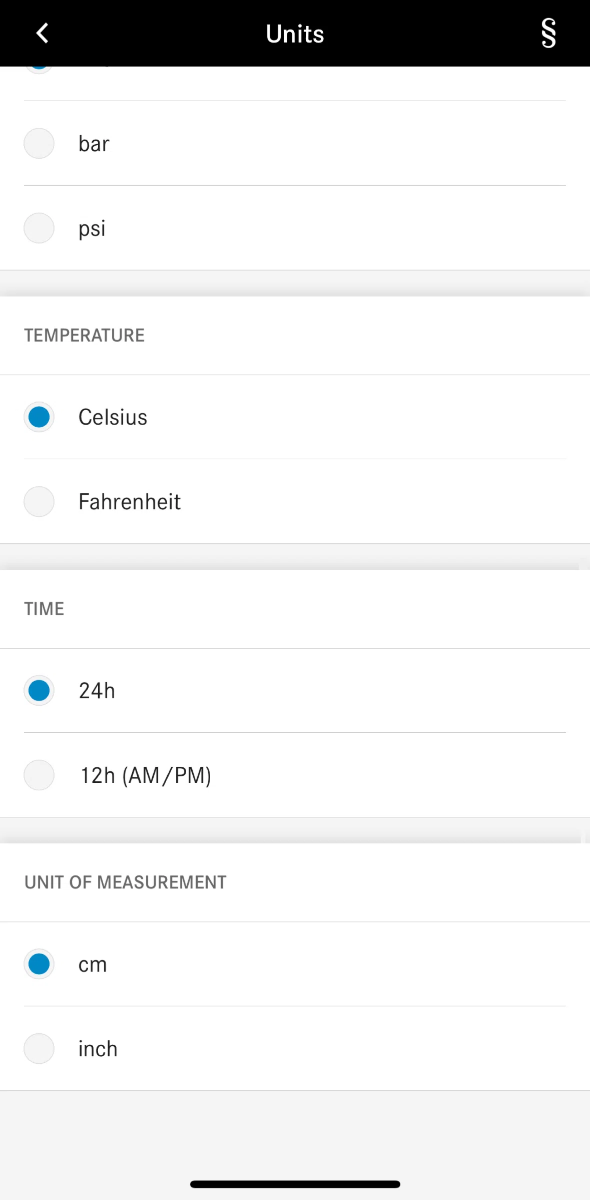 Mercedes-Benz Screen screen in the Settings flow