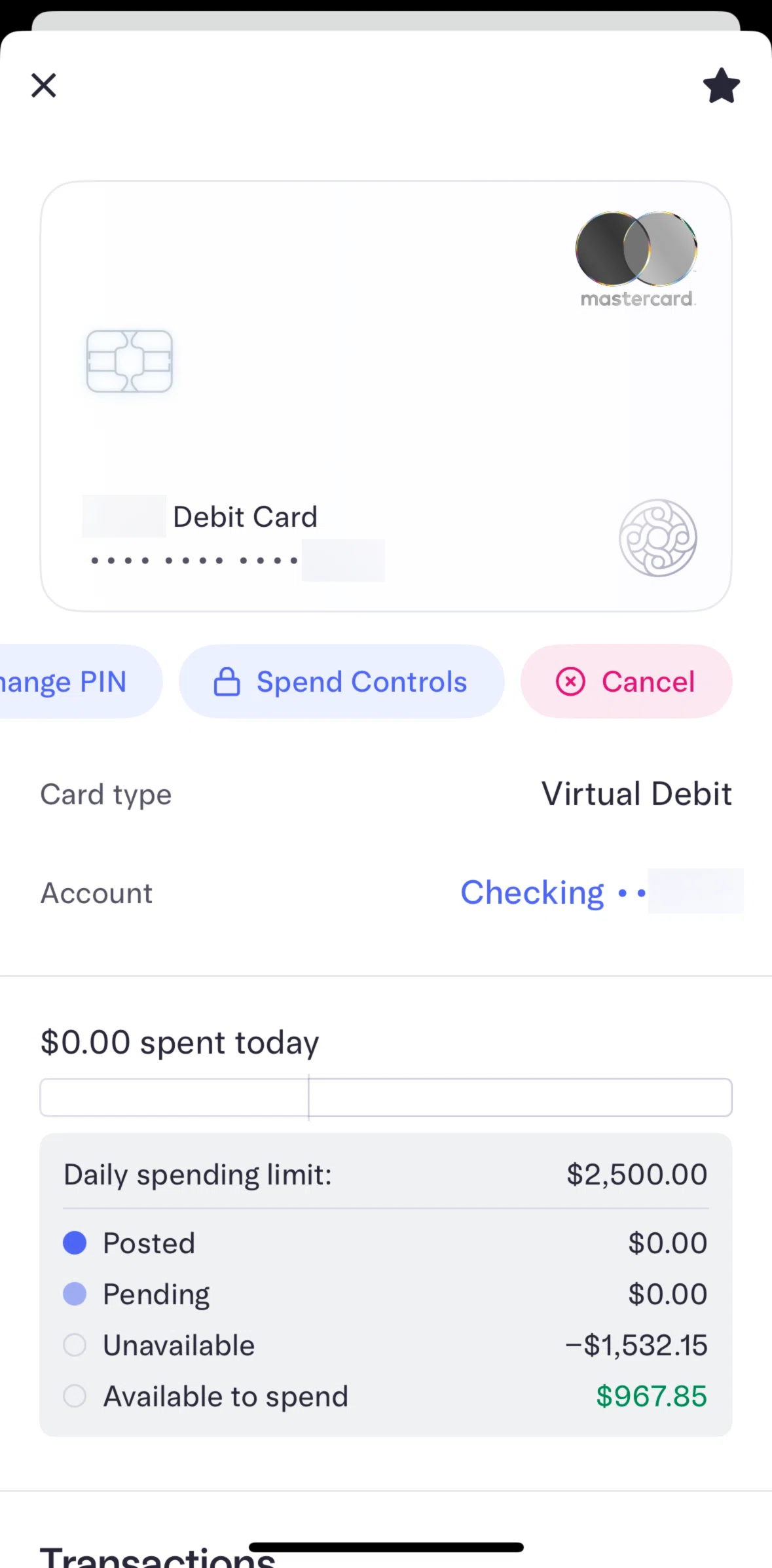 Mercury Screen screen in the Canceling a card flow