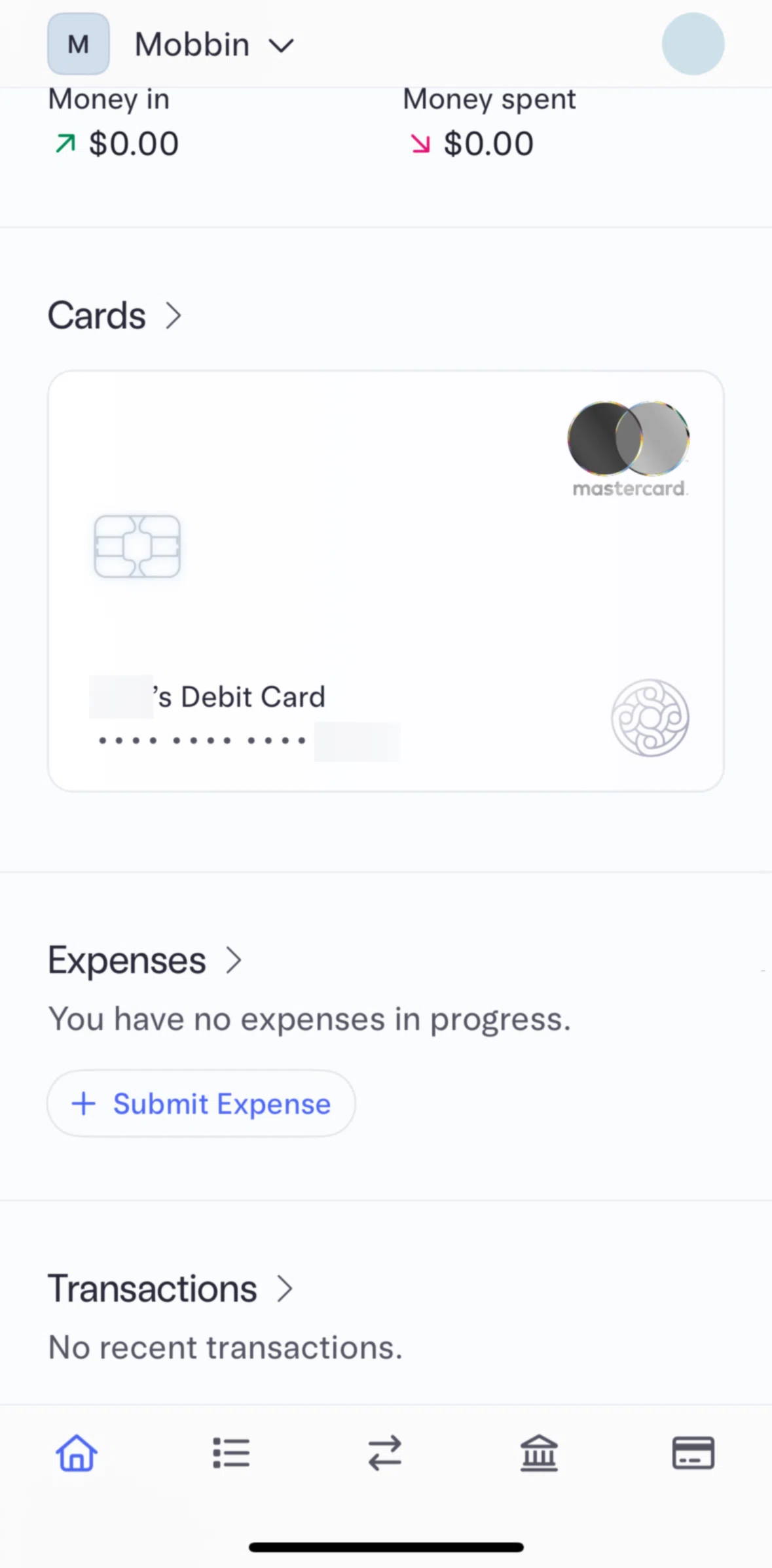 Mercury Screen screen in the Card detail flow