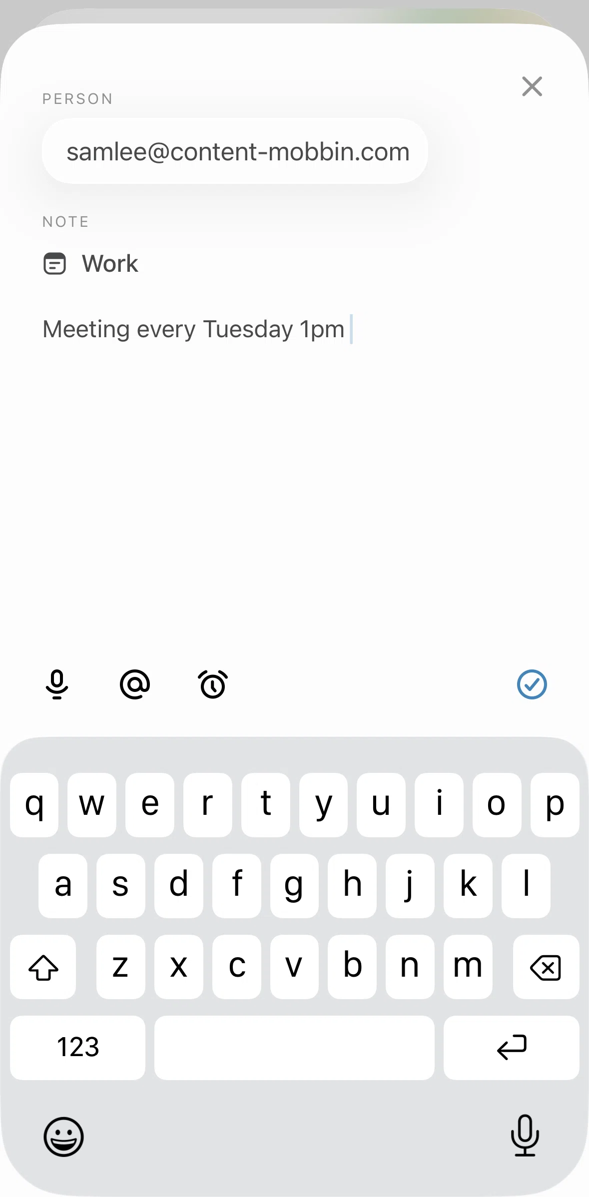 Mesh Screen screen in the Adding a mention flow