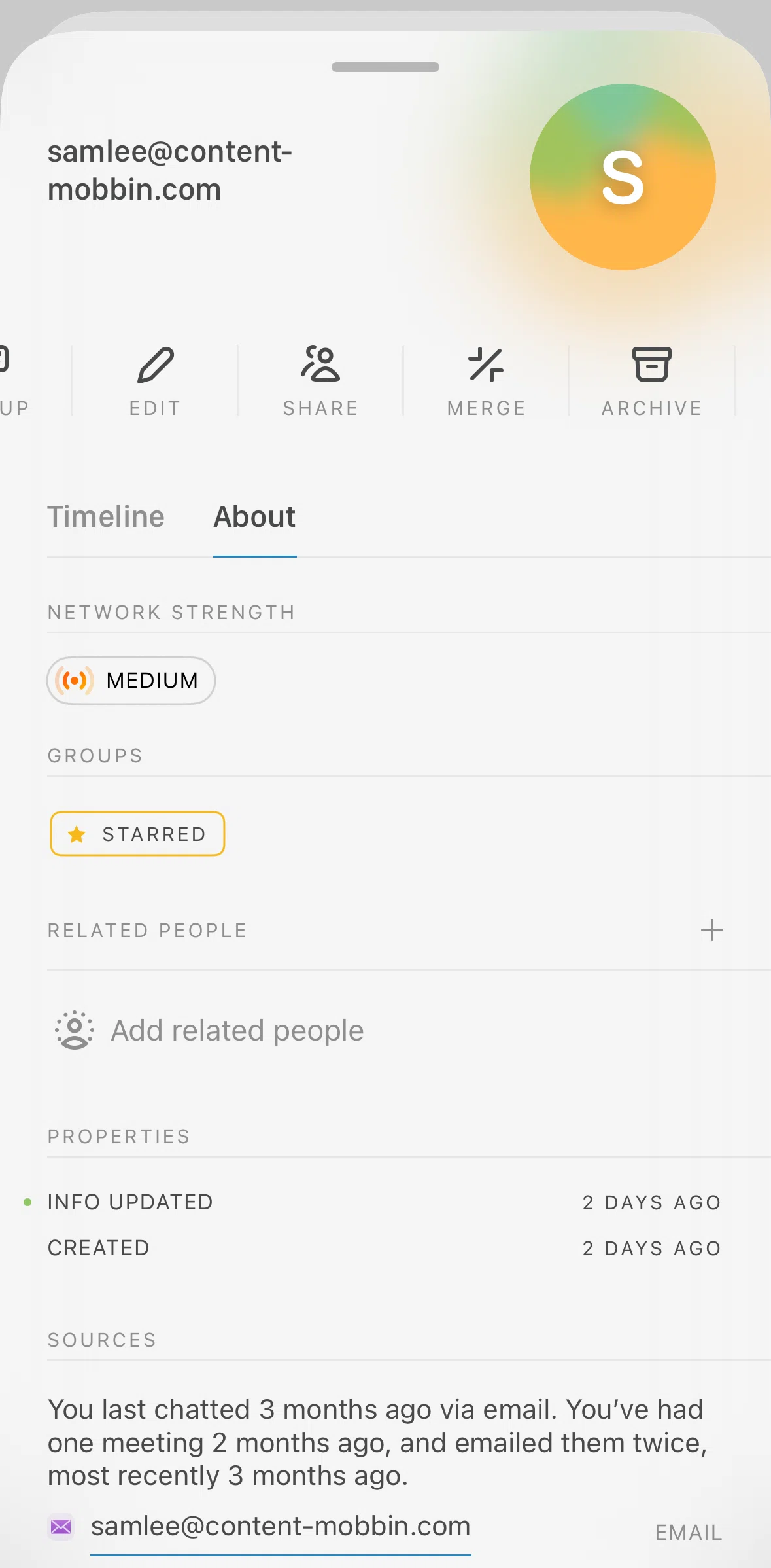 Mesh Screen screen in the Adding related people flow