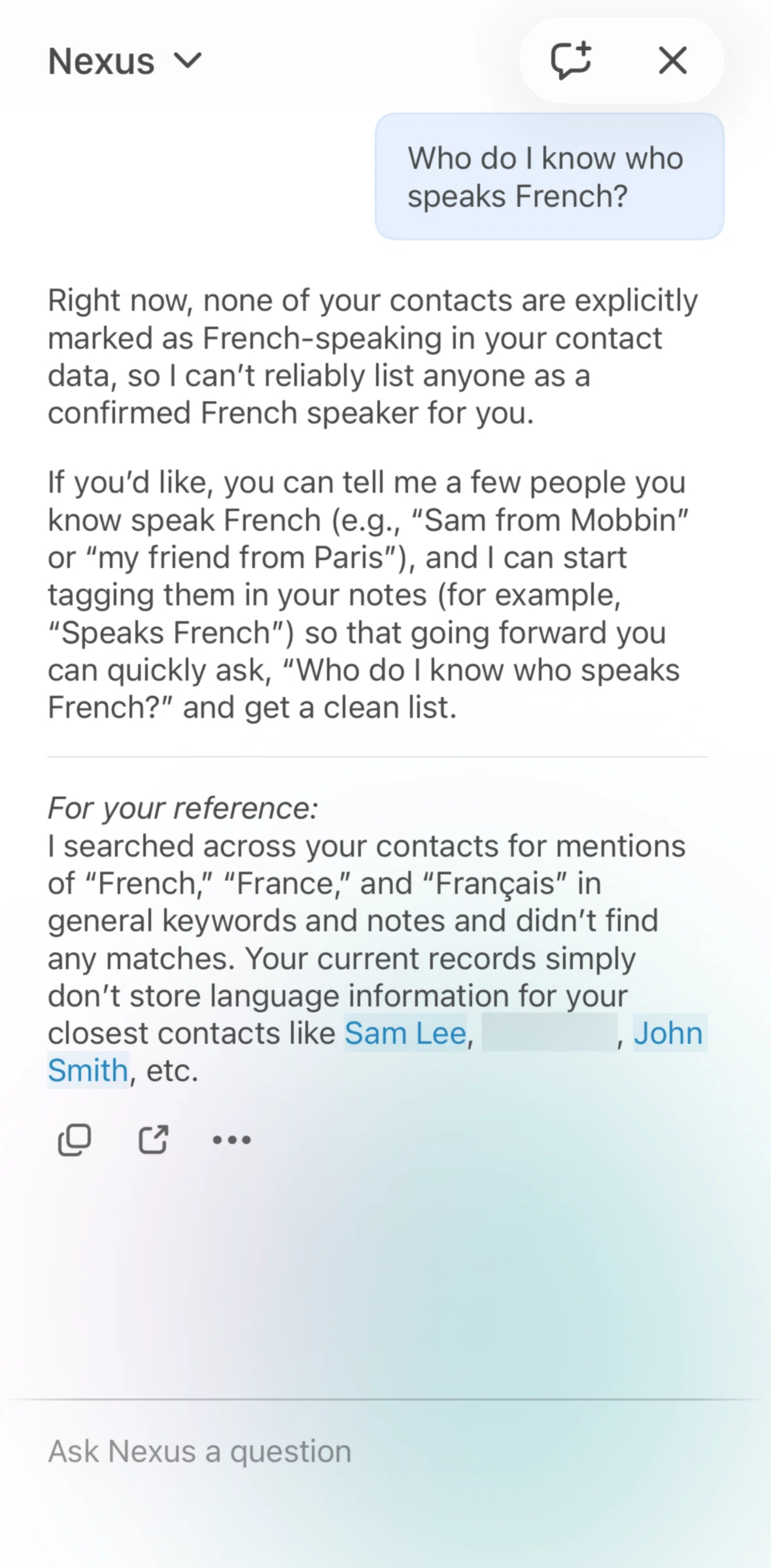 Mesh Screen screen in the Chat history flow
