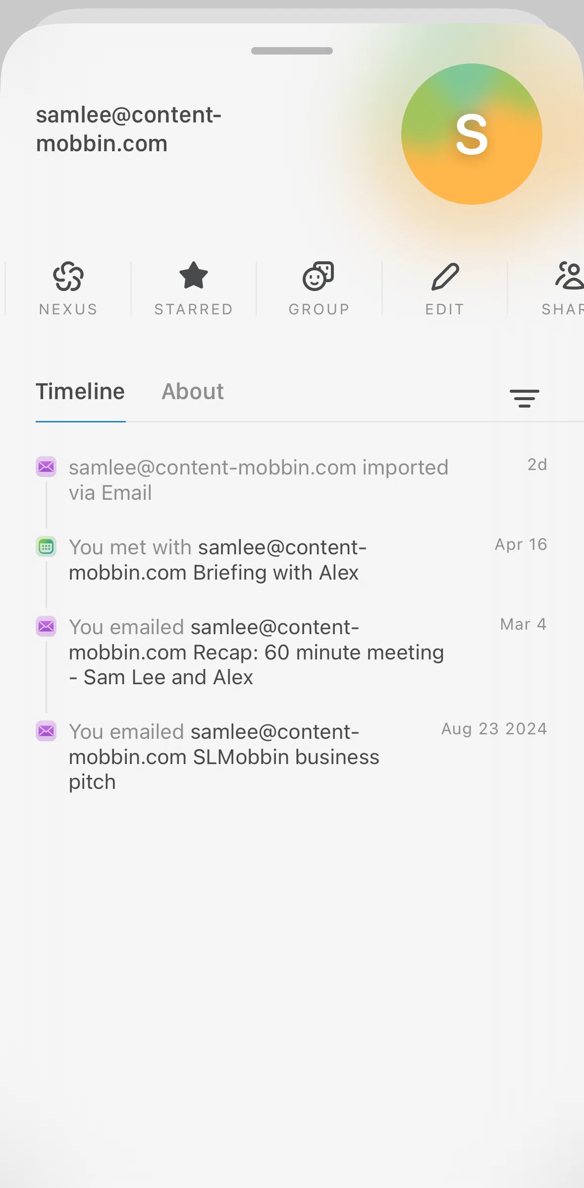 Mesh Screen screen in the Removing a contact from favorites flow