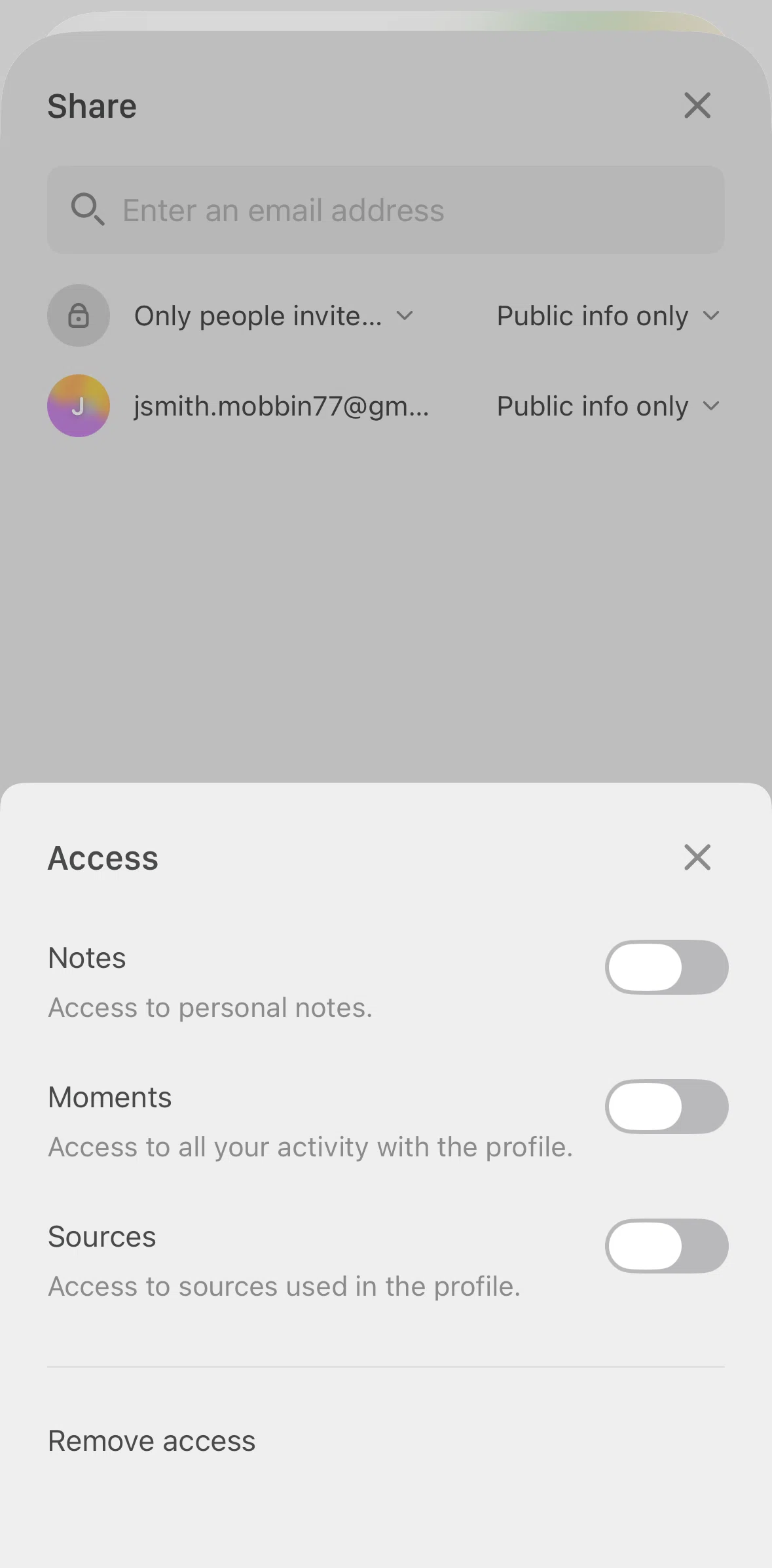 Mesh Screen screen in the Removing an invite flow