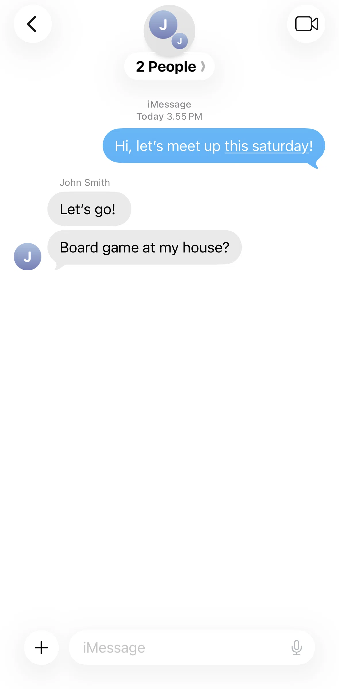 Messages Screen screen in the Group profile flow