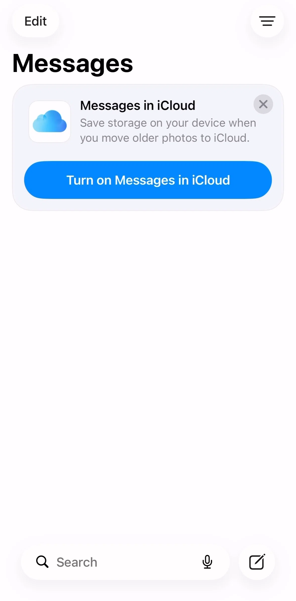 Messages Screen screen in the Home flow
