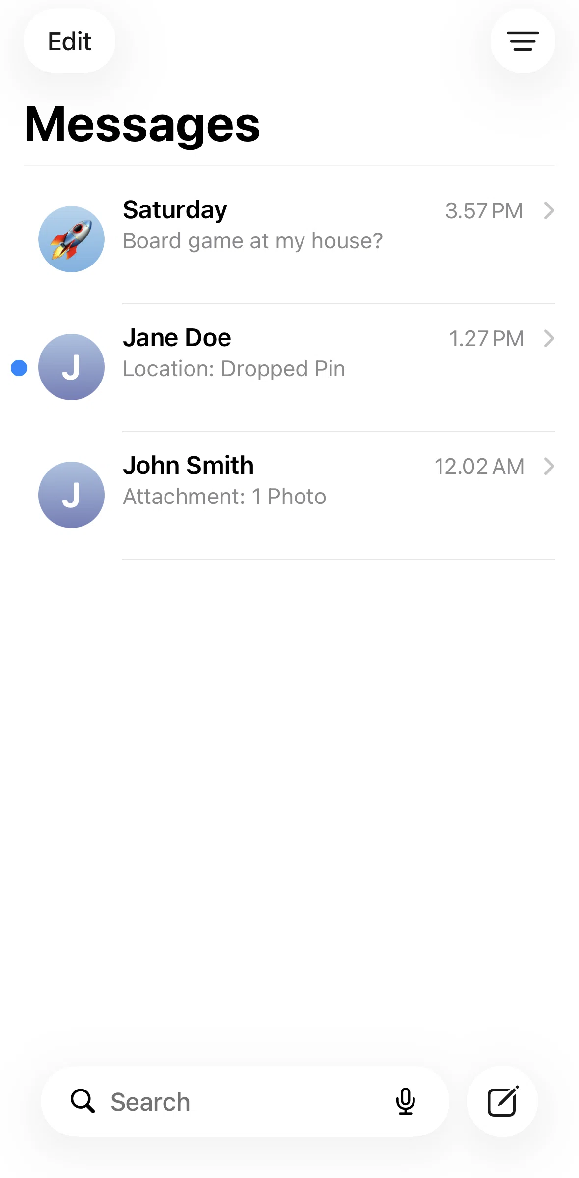 Messages Screen screen in the Muting a conversation flow