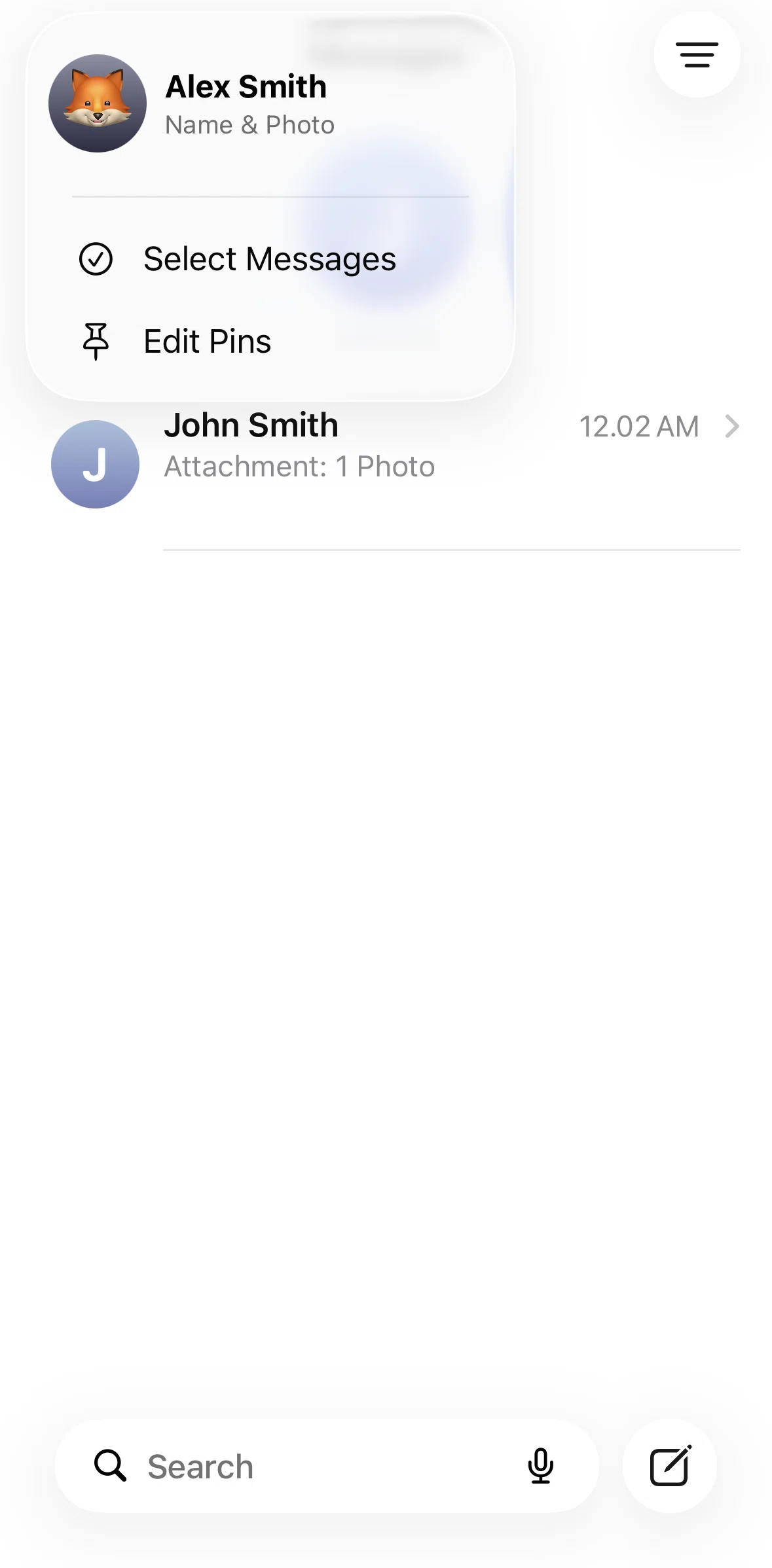 Messages Screen screen in the Profile flow