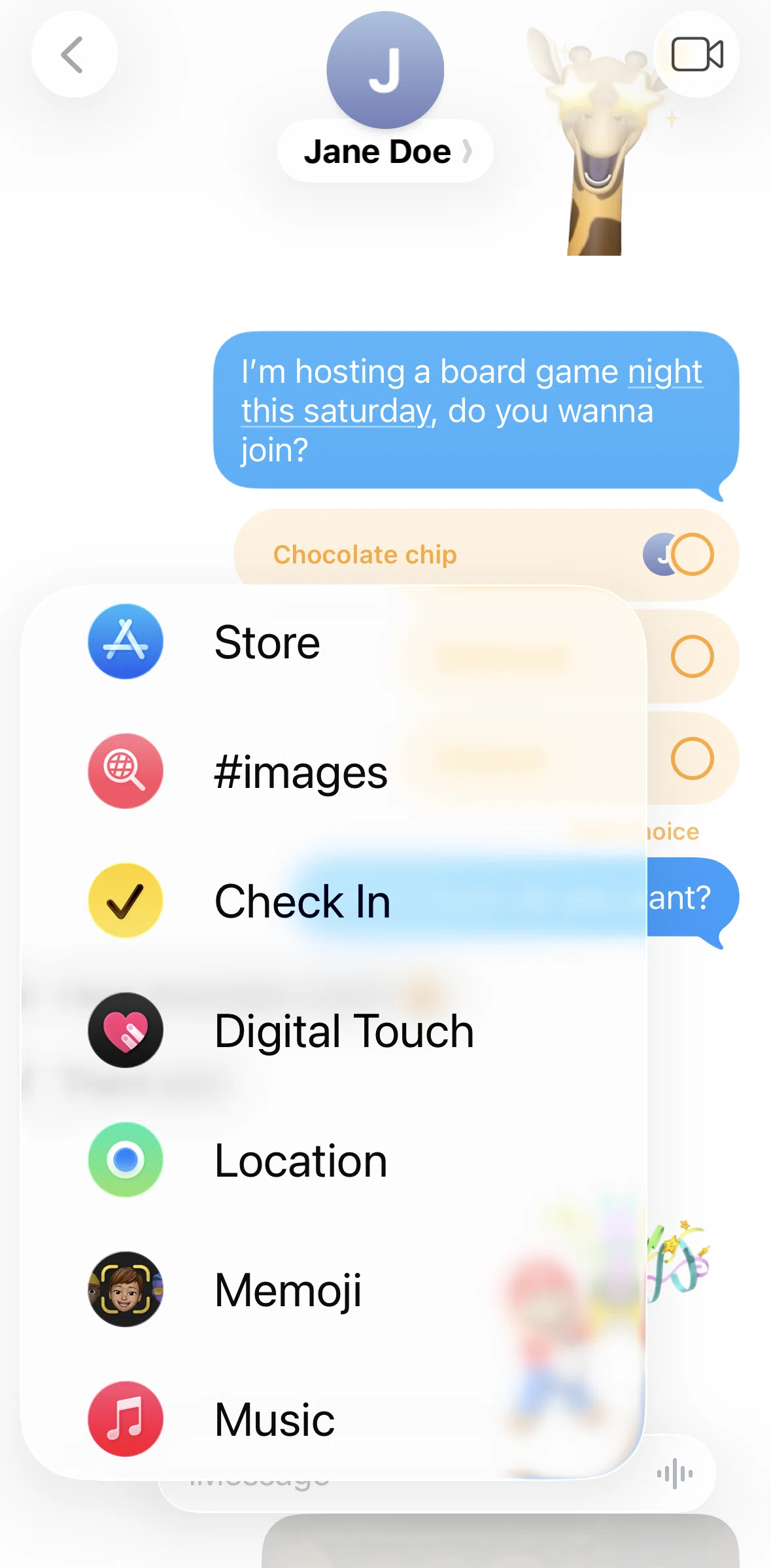 Messages Screen screen in the Sending a message (digital touch) flow