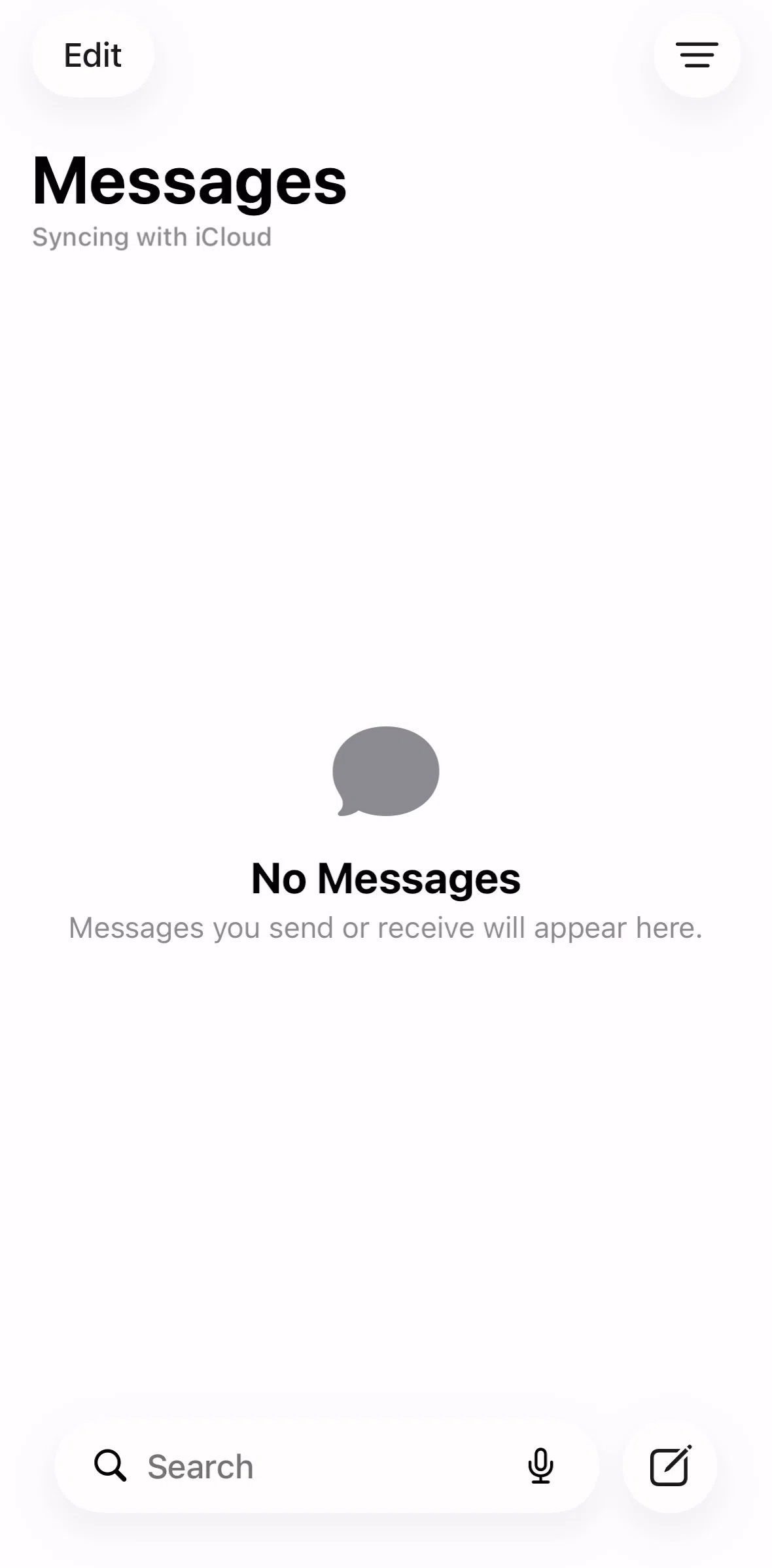 Messages Screen screen in the Sending a message flow