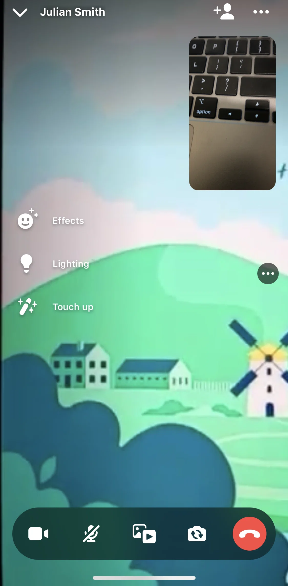 Messenger Screen screen in the Adding group effects flow