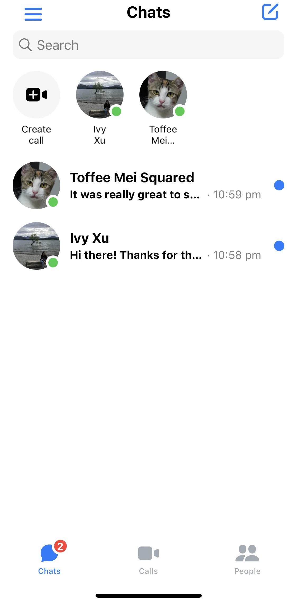 Messenger Screen screen in the Messaging a friend flow