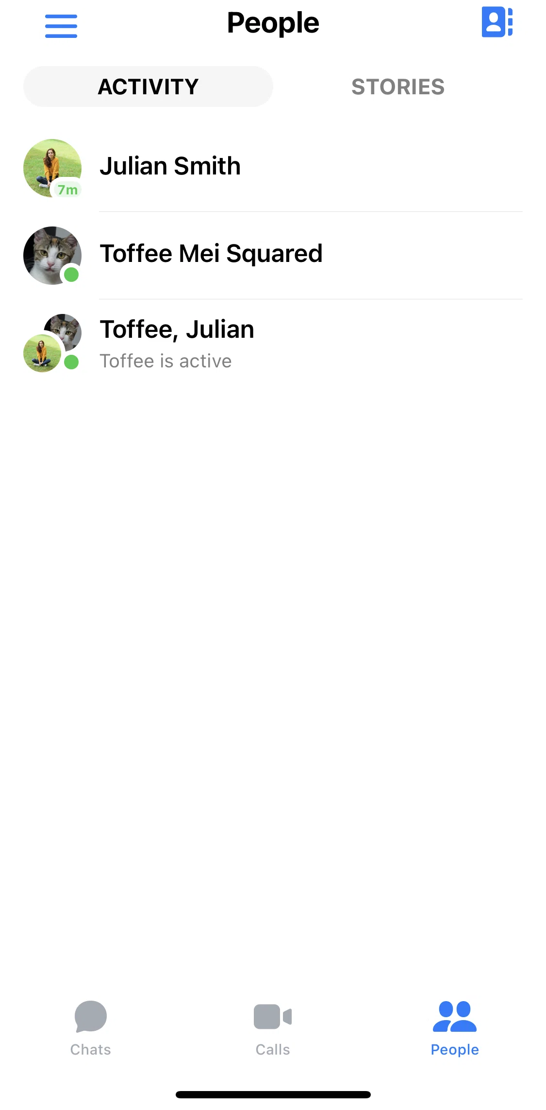 Messenger Screen screen in the People flow
