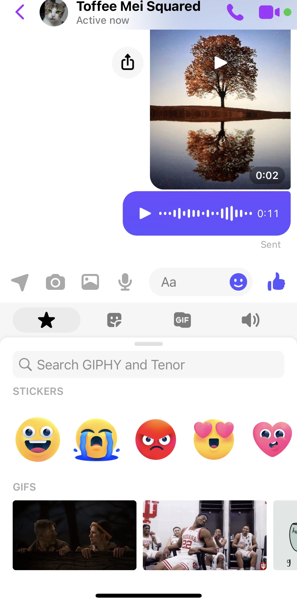 Messenger Screen screen in the Sending a soundmoji flow