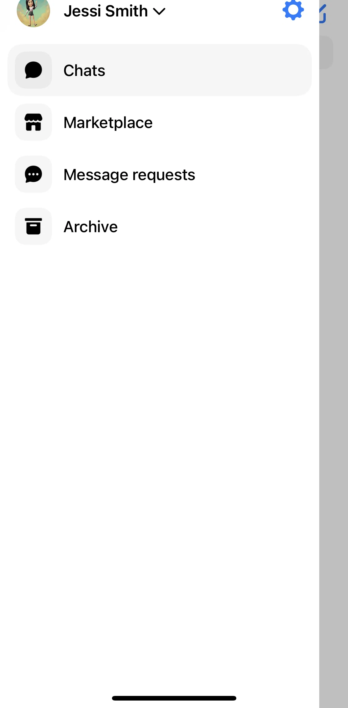 Messenger Screen screen in the Settings flow
