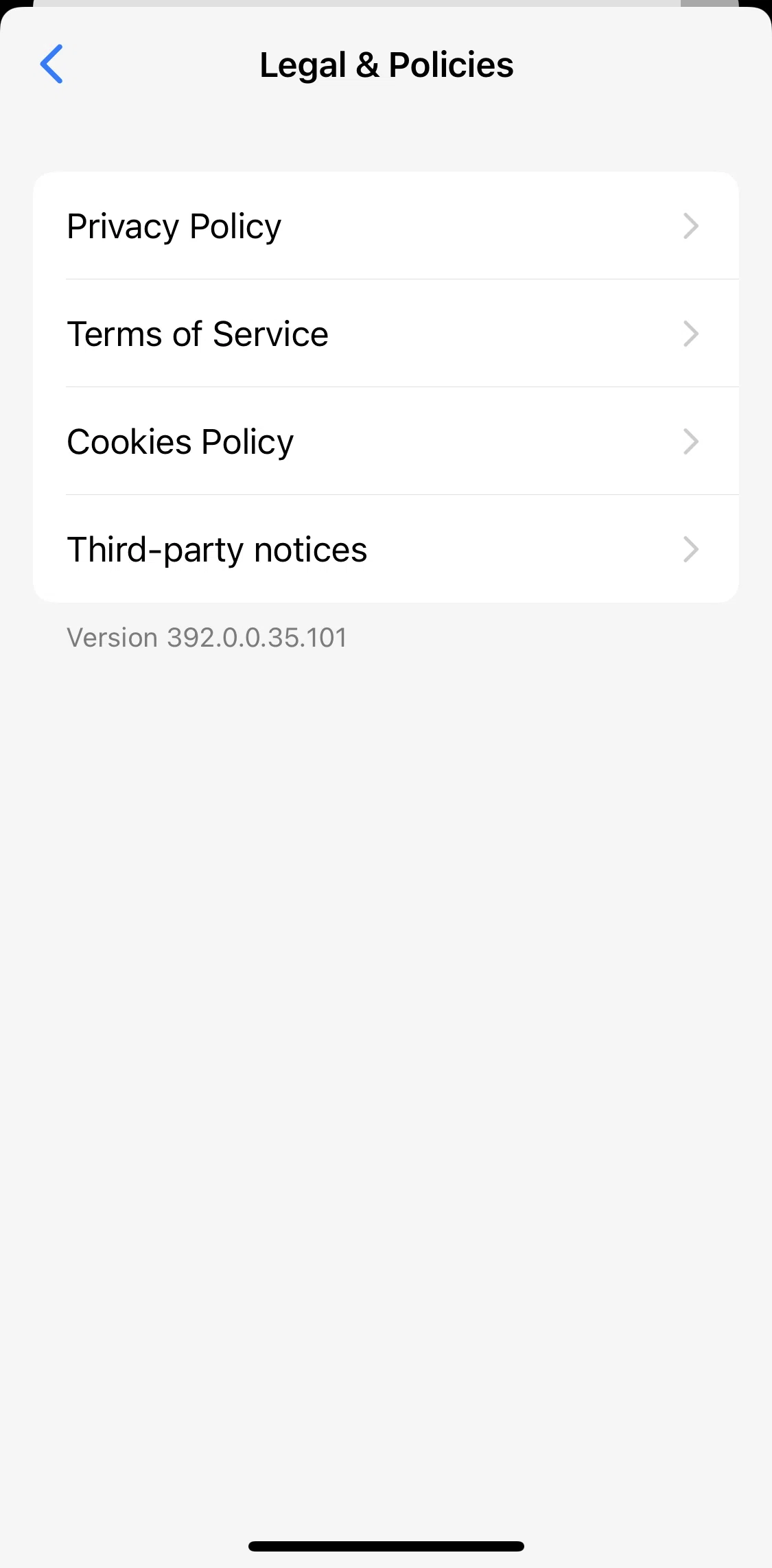 Messenger Screen screen in the Terms of service flow