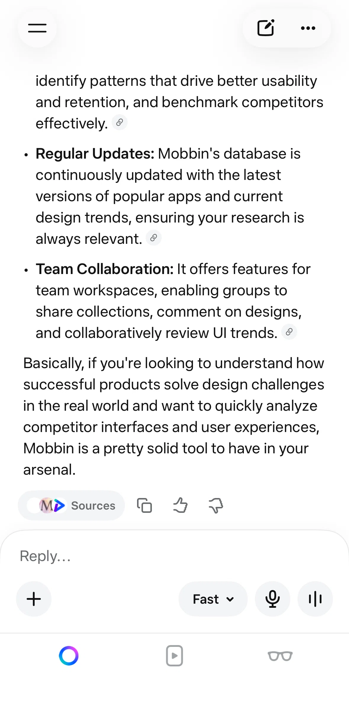 Meta AI Screen screen in the Changing answer mode flow