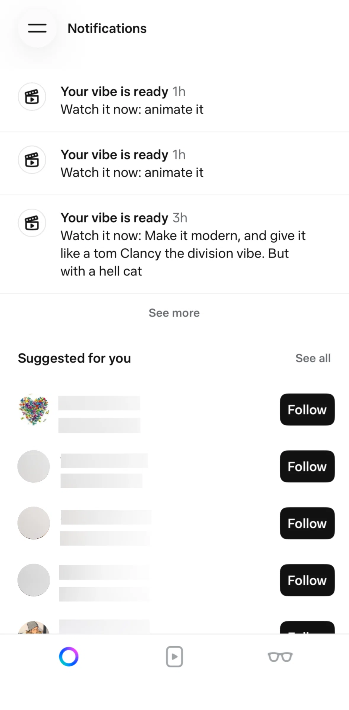 Meta AI Screen screen in the Friends & creators flow