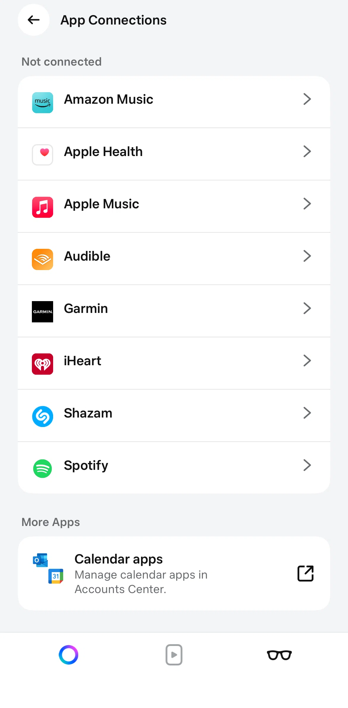 Meta AI Screen screen in the Link with calendar app flow