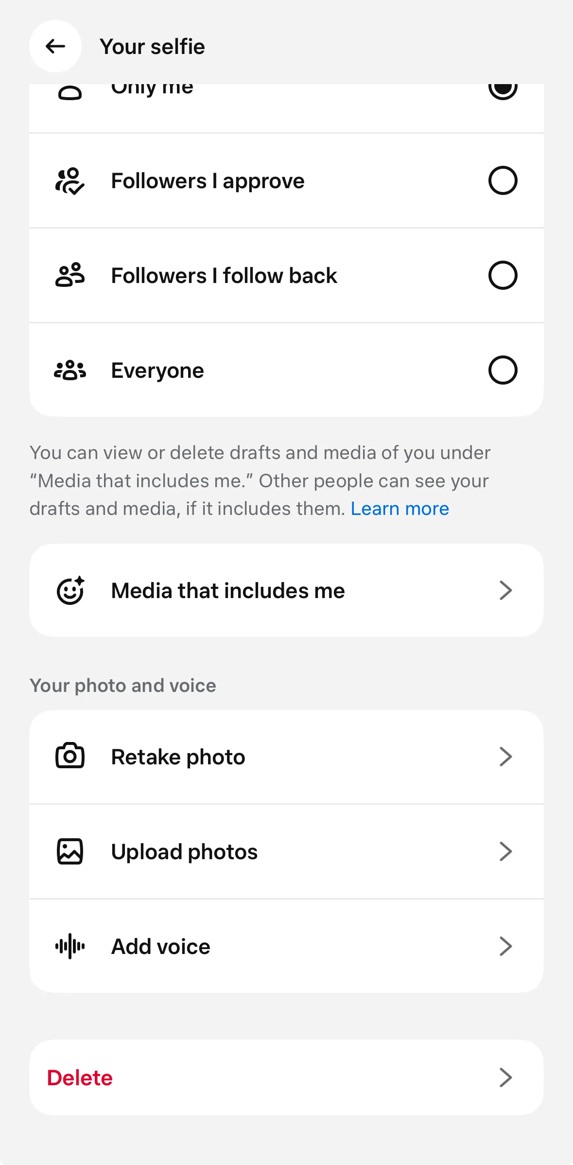 Meta AI Screen screen in the Record voice flow