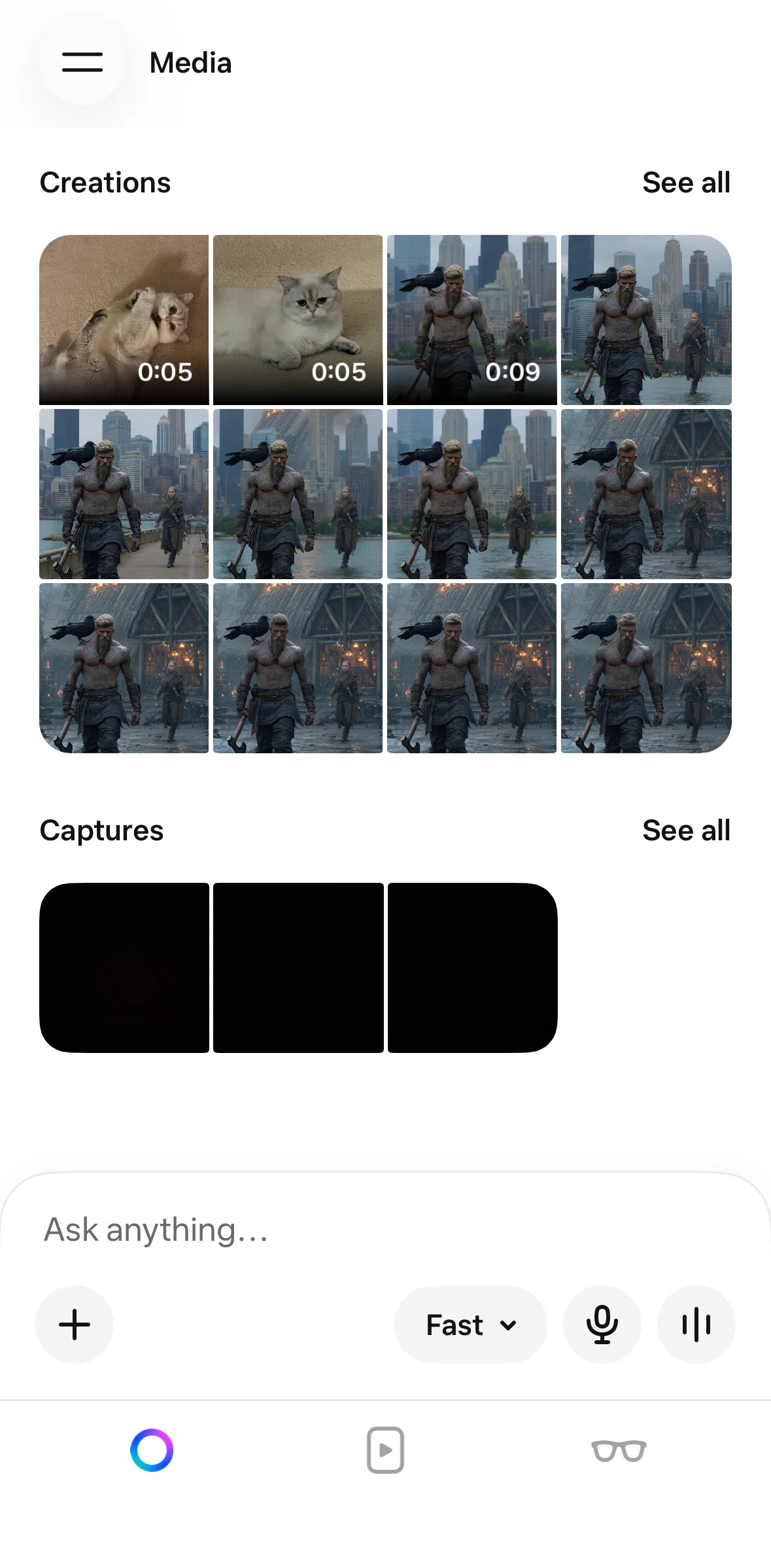 Meta AI Screen screen in the Restyling a video flow