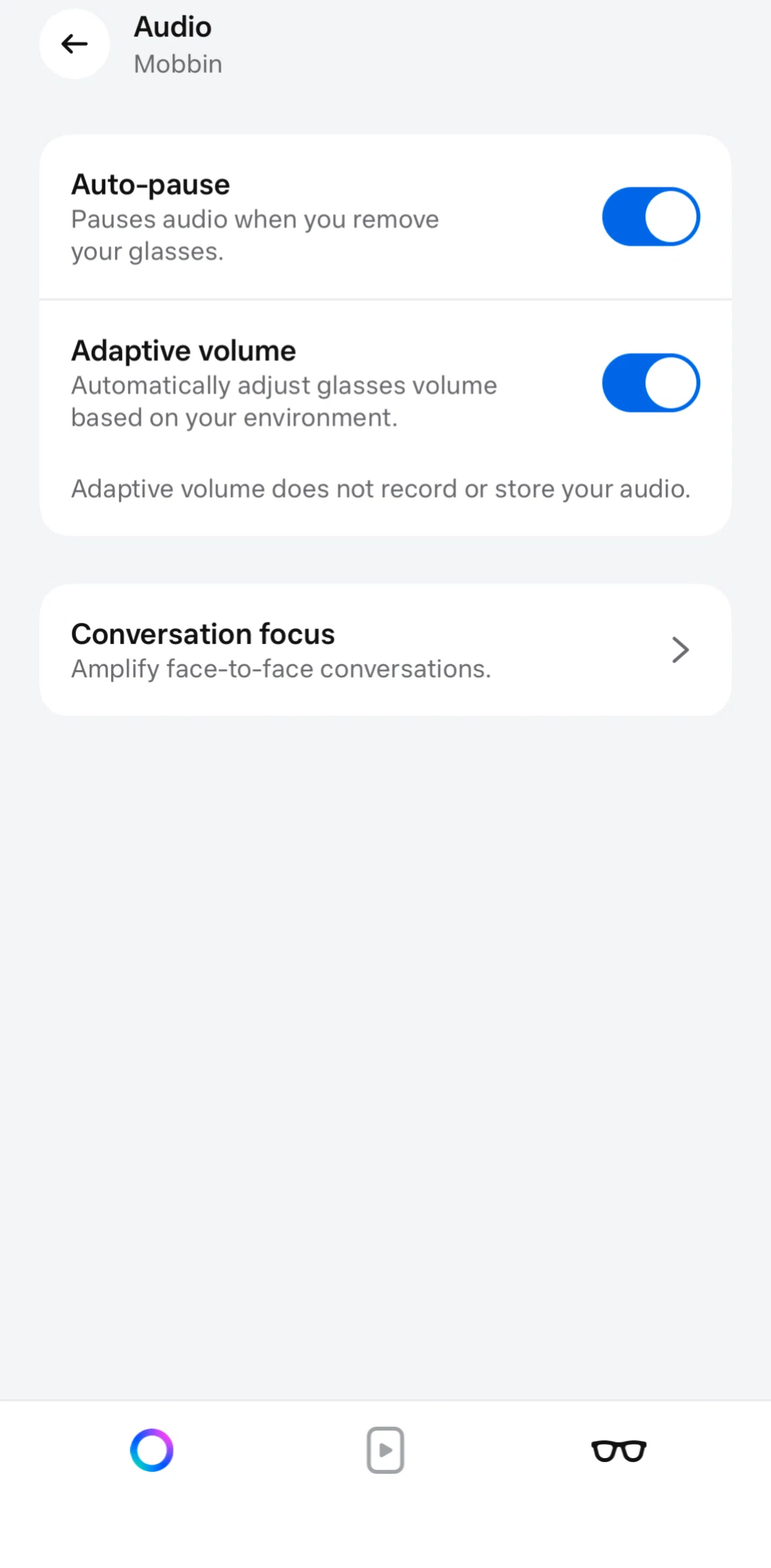 Meta AI Screen screen in the Setting up conversation focus flow