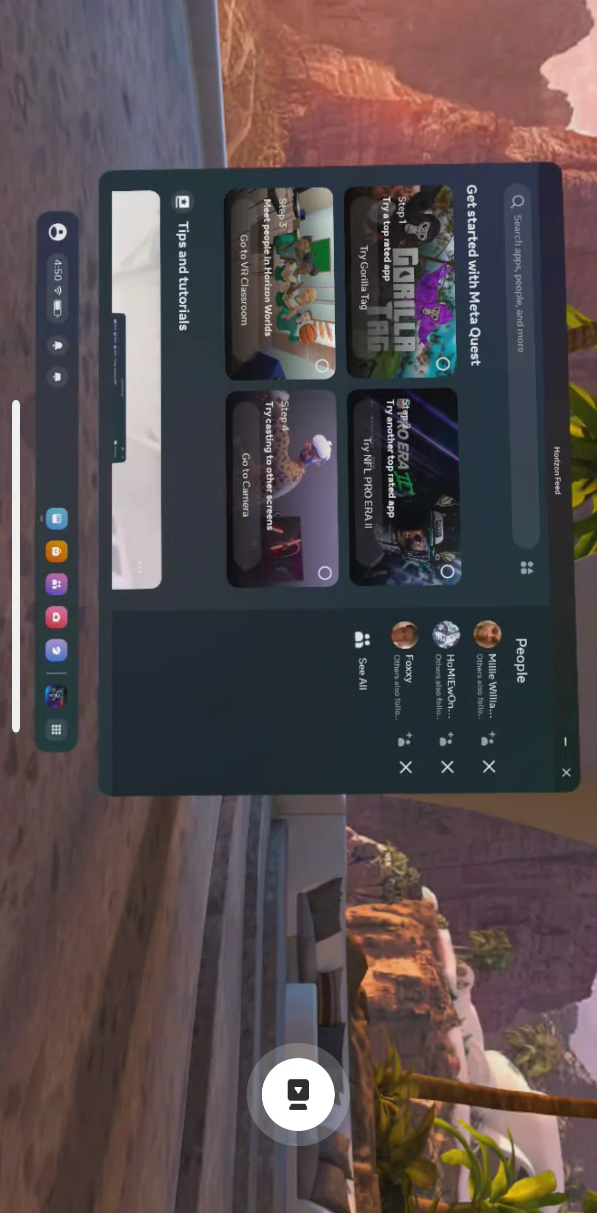 Meta Quest Screen screen in the Action options (cast) flow