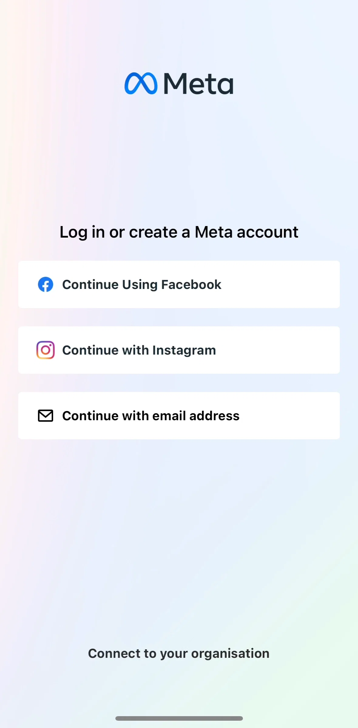 Meta Quest Screen screen in the Logging in flow