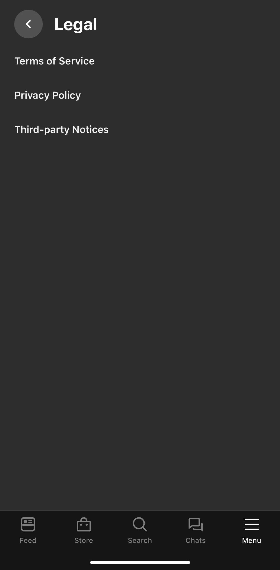 Meta Quest Screen screen in the Privacy Policy flow