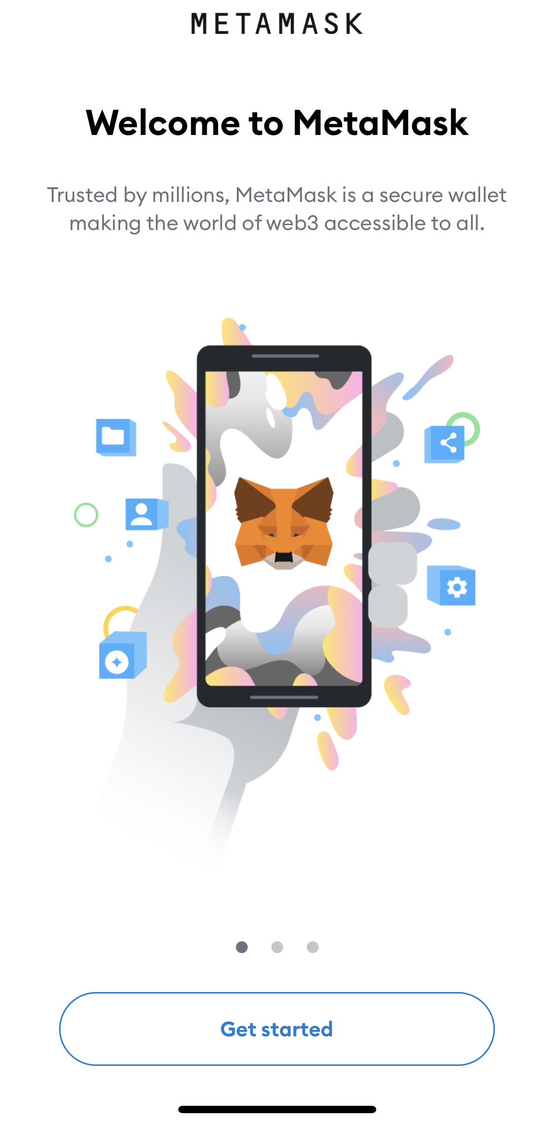 Metamask Welcome slides screen in the General Browsing flow