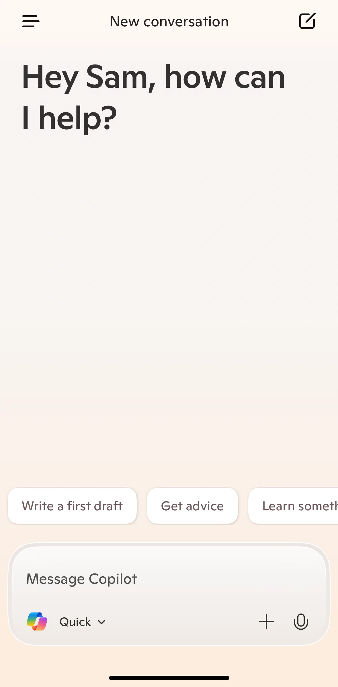 Microsoft Copilot Screen screen in the Conversations flow