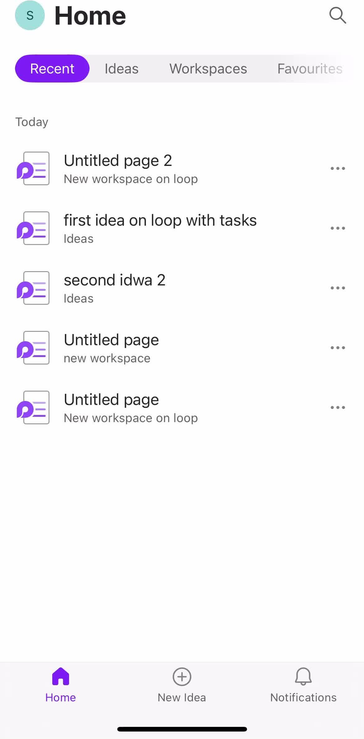 Microsoft Loop Home screen in the Deleting Your Account flow