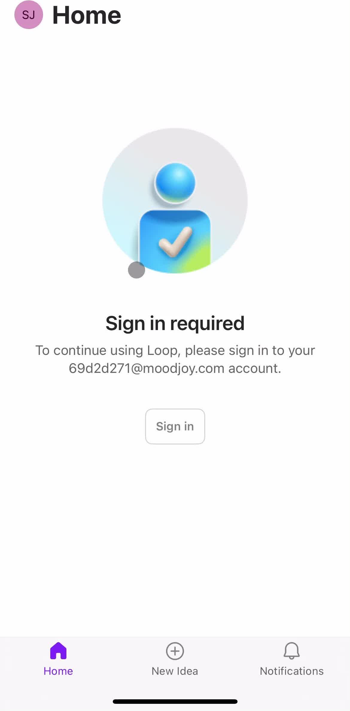 Microsoft Loop Sign in screen in the Logging In flow