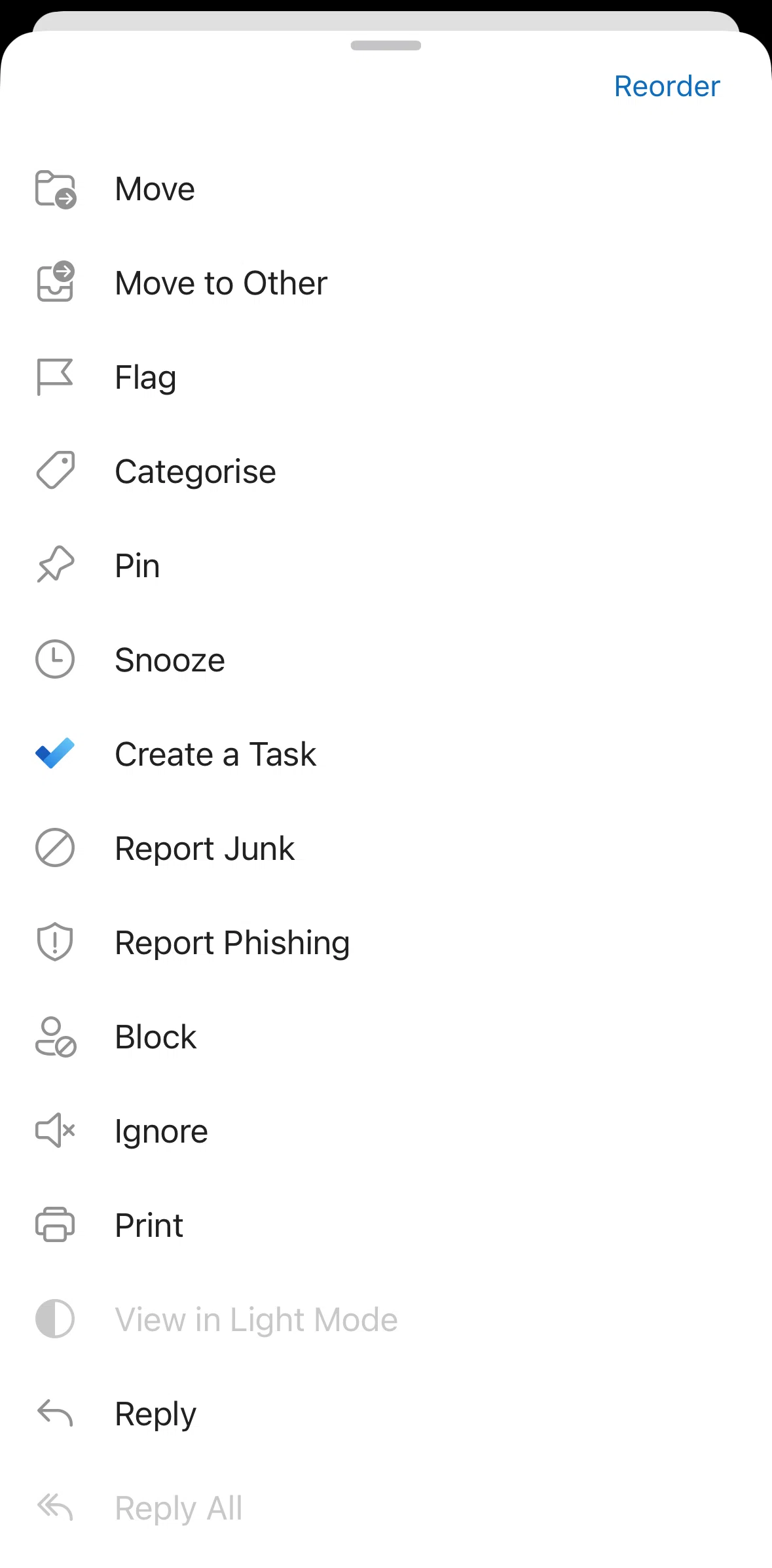 Microsoft Outlook Screen screen in the Creating a task flow