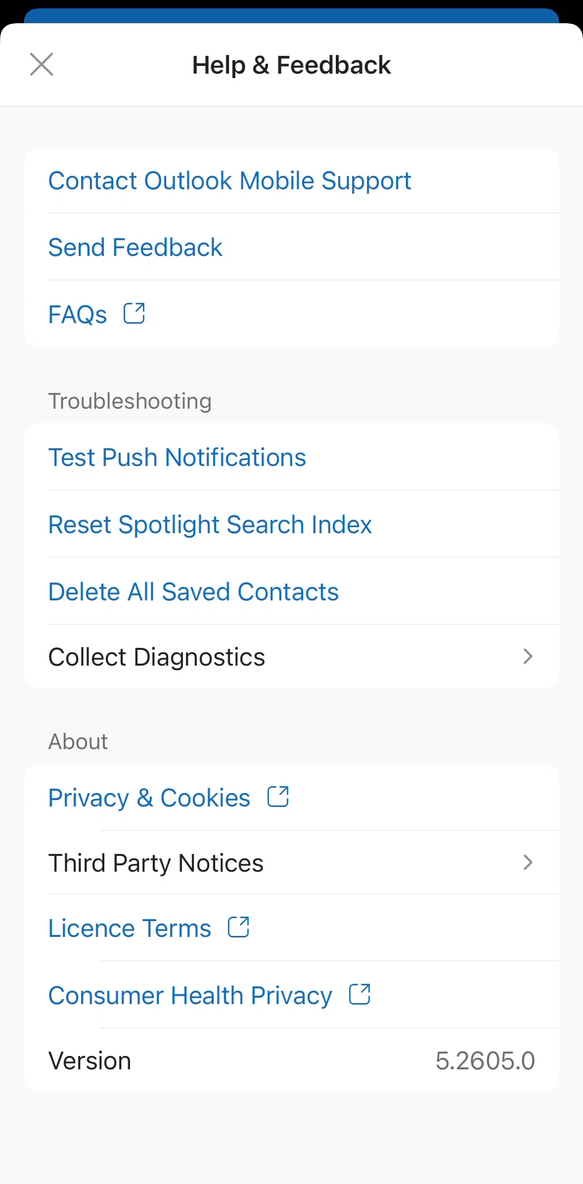 Microsoft Outlook Screen screen in the Giving feedback flow