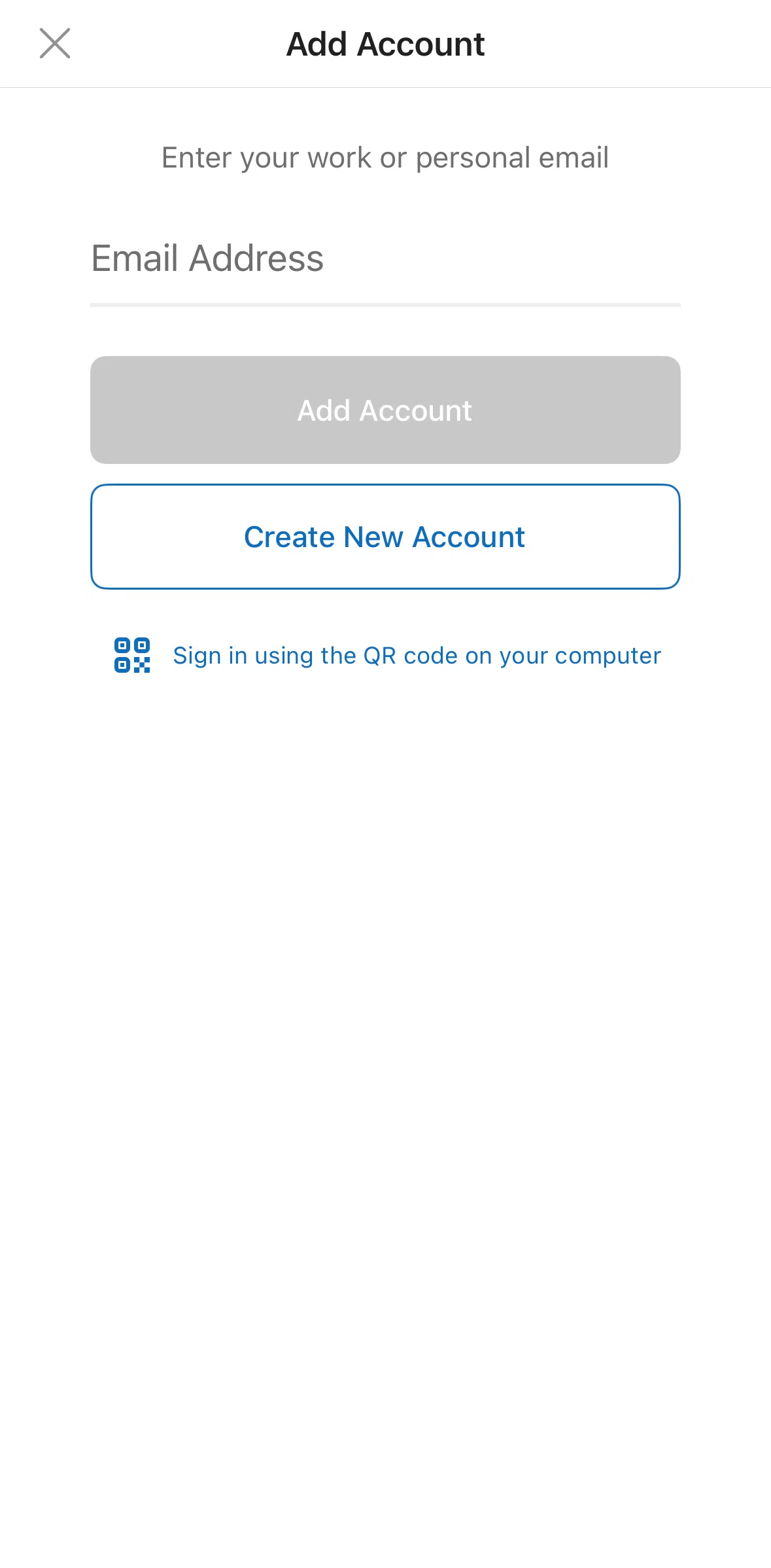 Microsoft Outlook Screen screen in the Logging in via QR code flow