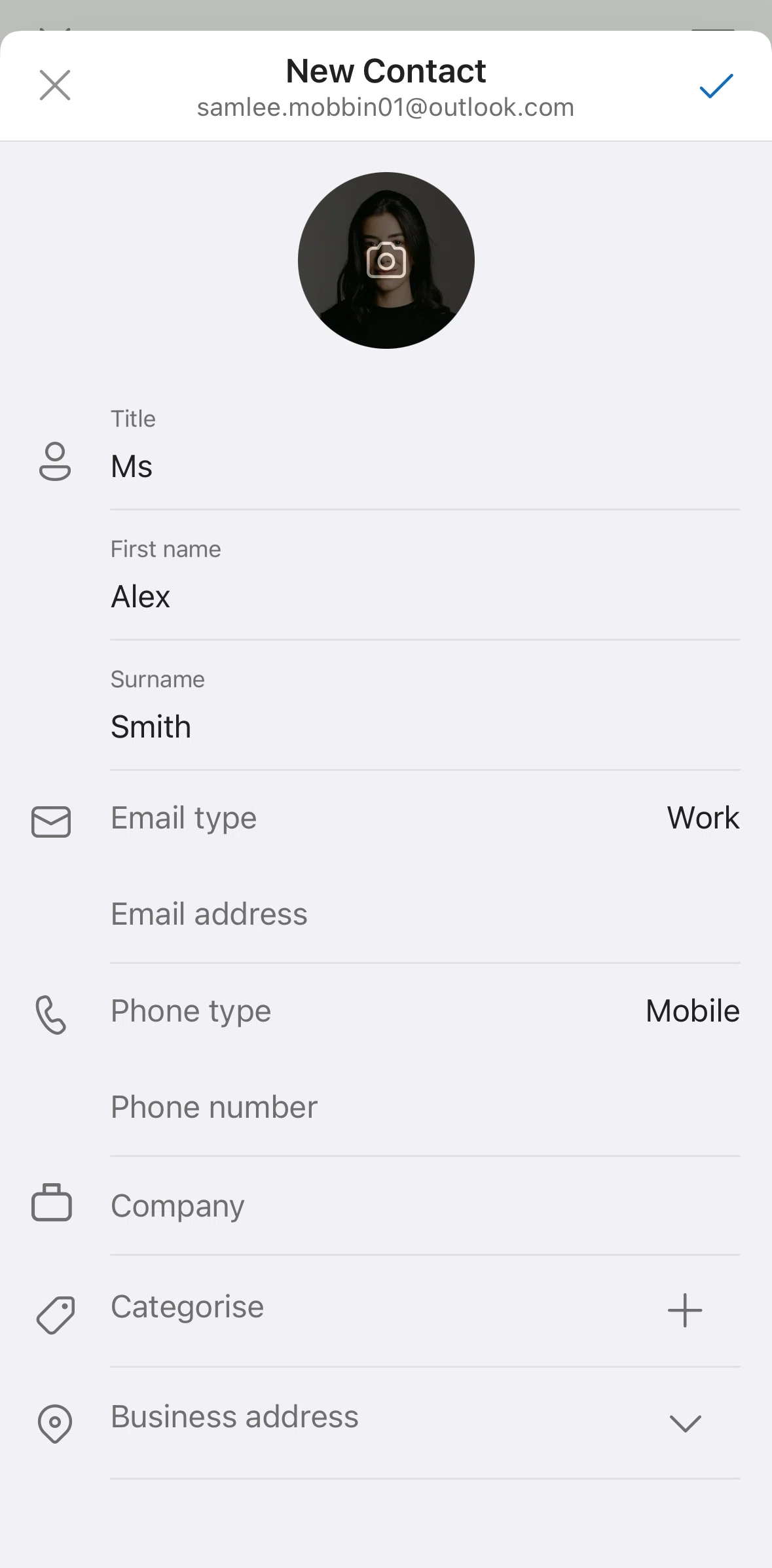 Microsoft Outlook Screen screen in the Updating an email type flow