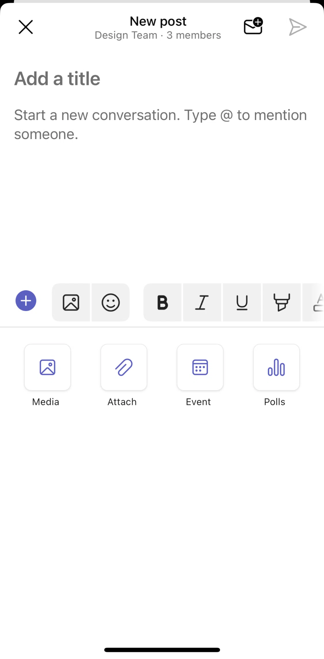 Microsoft Teams Screen screen in the Creating an event flow