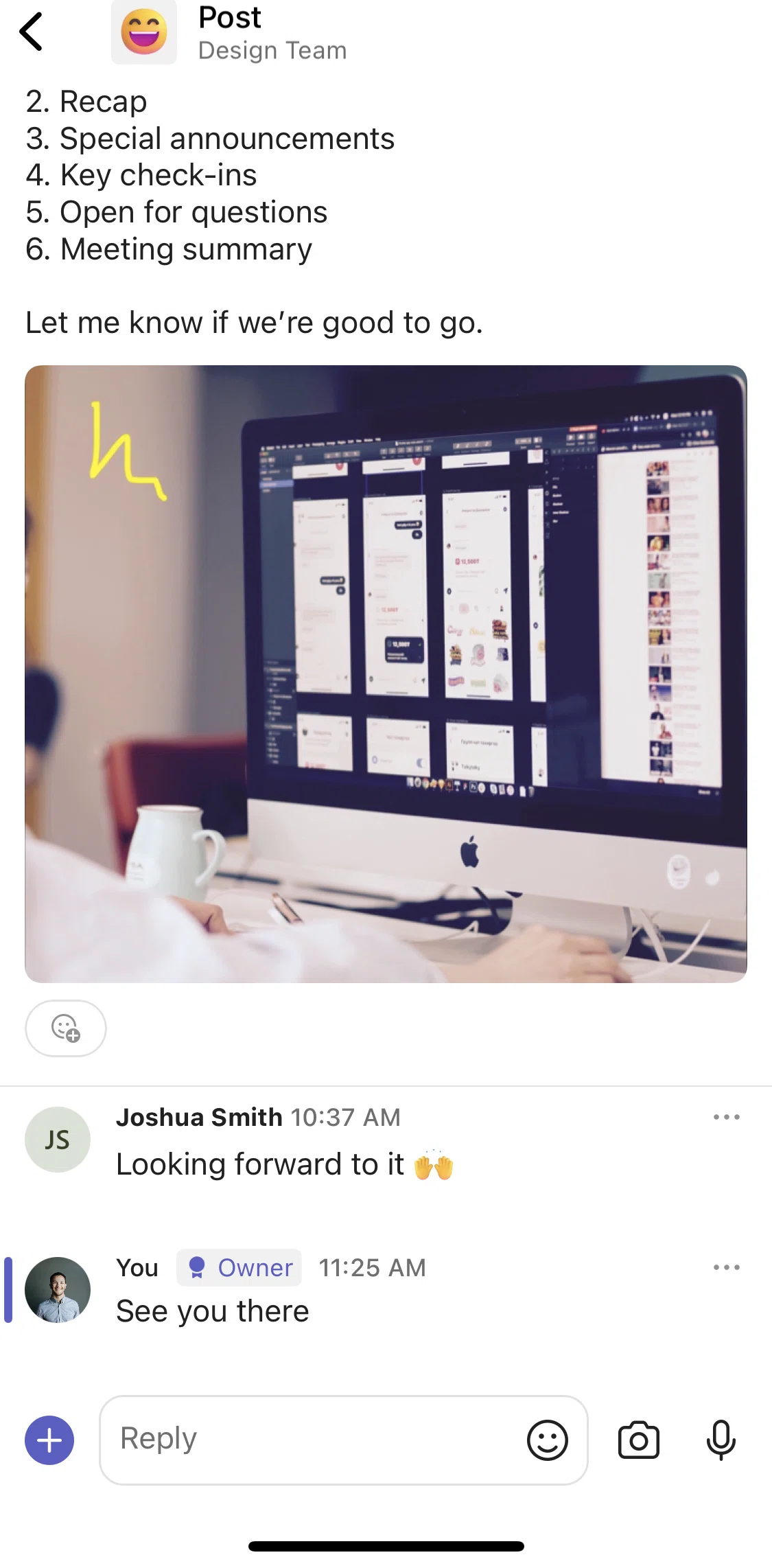 Microsoft Teams Screen screen in the Deleting a comment flow