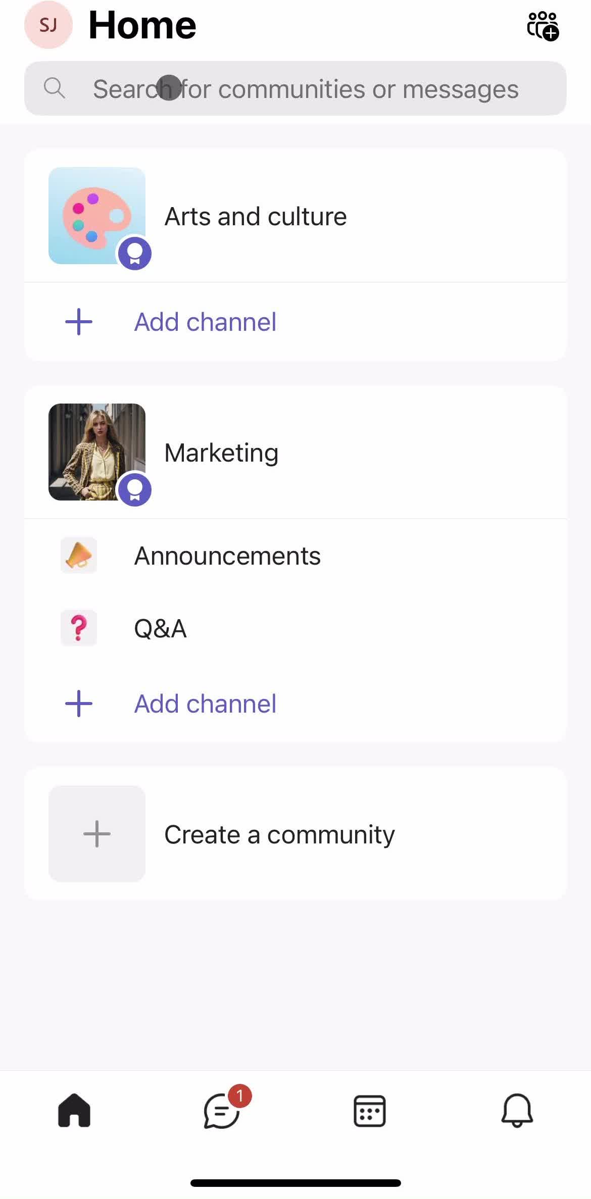Microsoft Teams Home screen in the Filtering And Sorting flow