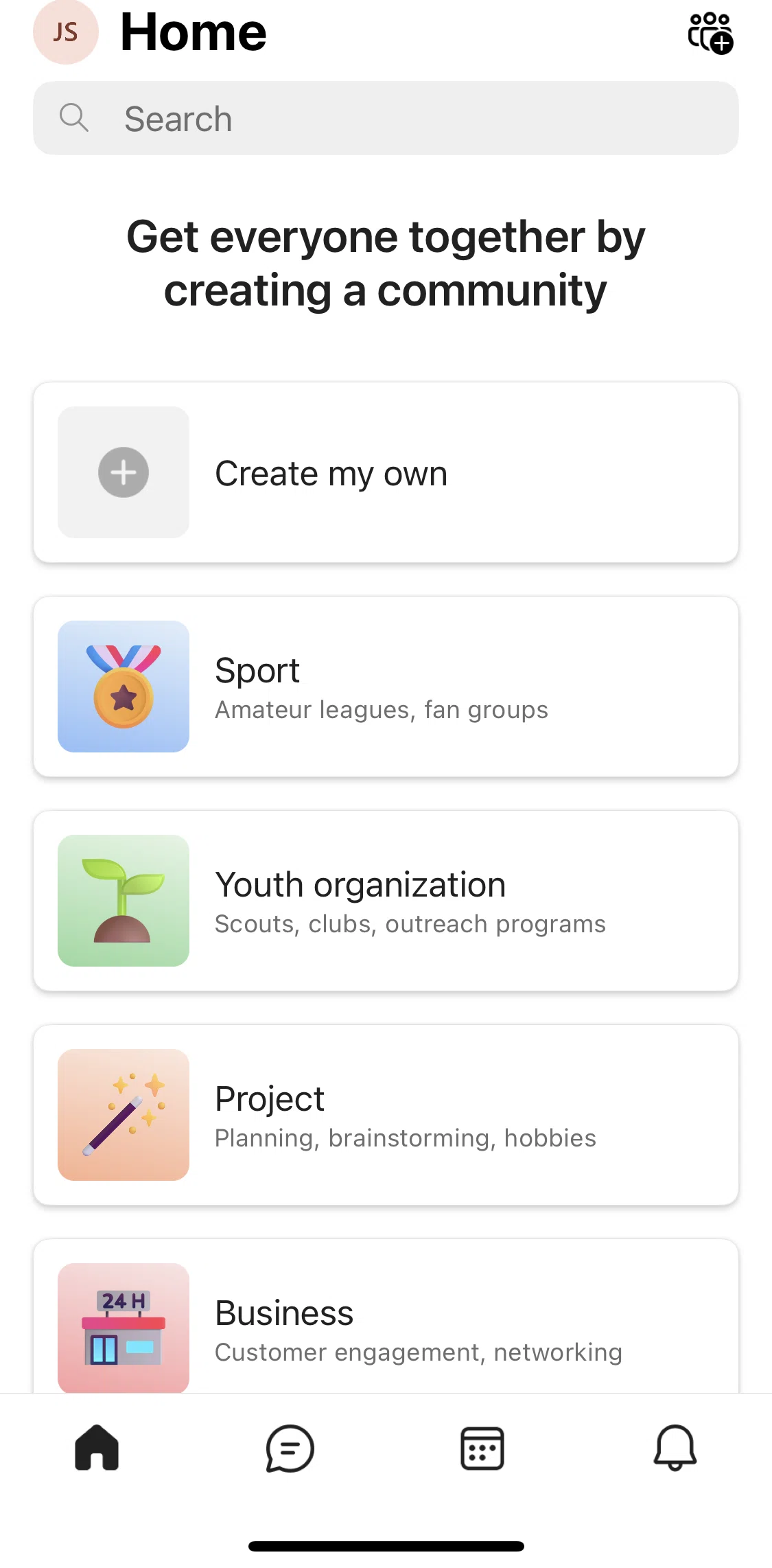 Microsoft Teams Screen screen in the Home flow