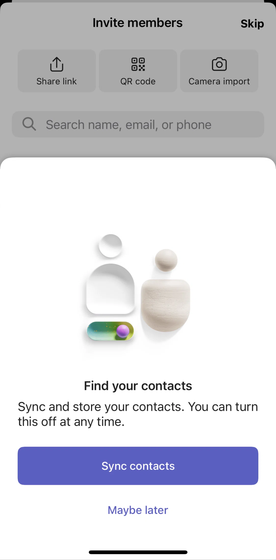 Microsoft Teams Screen screen in the Inviting members flow